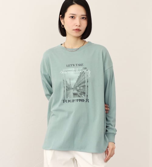 SOMETHING(サムシング)のSOMETHING ラウンドヘム長袖Tシャツ|トップス/Tシャツ/カットソー/レディース|淡色ブルー