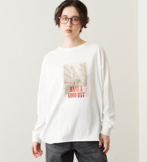 SOMETHING(サムシング)のSOMETHING ラウンドヘム長袖Tシャツ|トップス/Tシャツ/カットソー/レディース|ホワイト