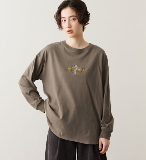 SOMETHING(サムシング)のSOMETHING ラウンドヘム長袖Tシャツ|トップス/Tシャツ/カットソー/レディース|チャコールグレー