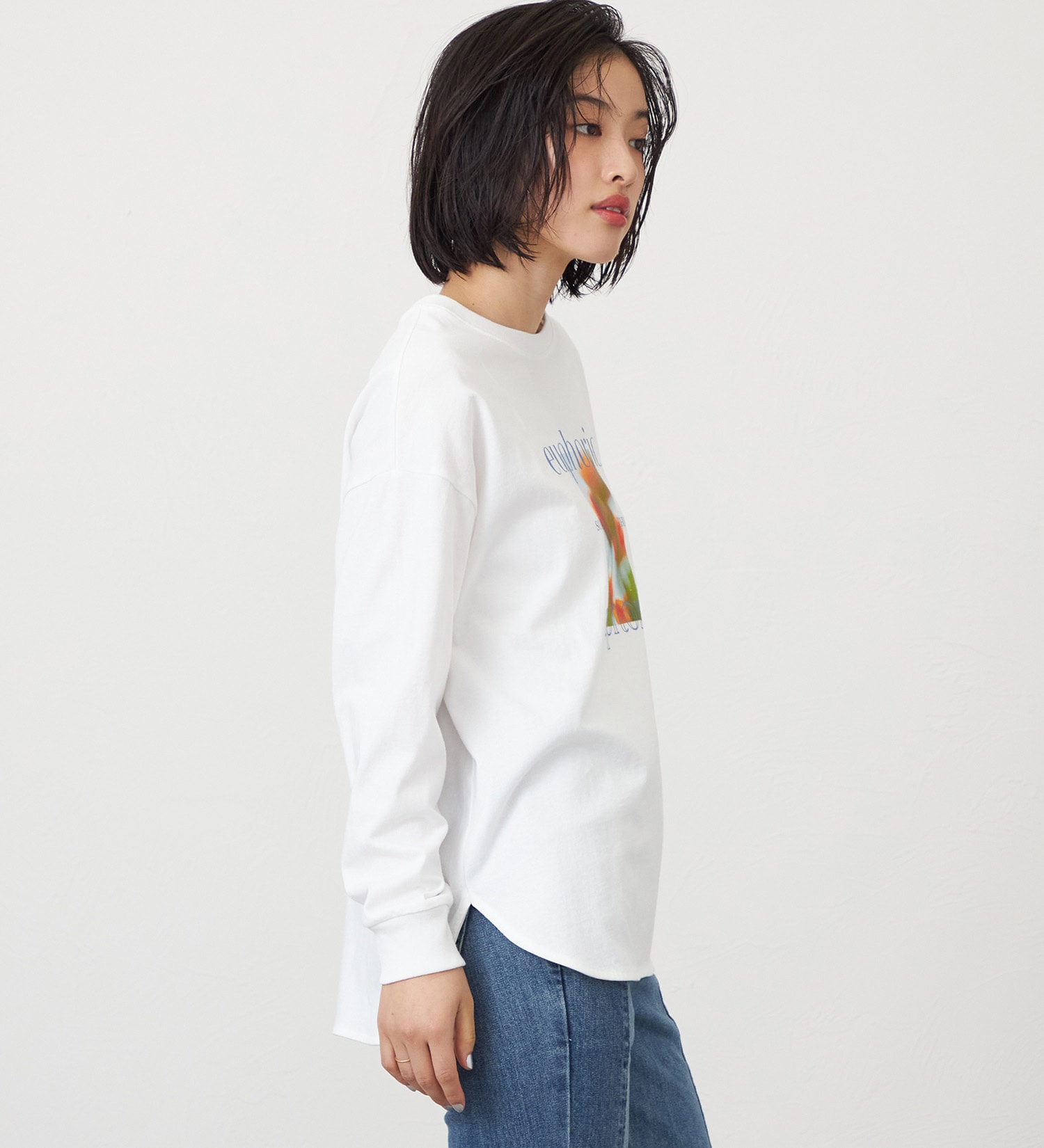 SOMETHING(サムシング)のSOMETHING　ラウンドヘム長袖Tシャツ/ロンT|トップス/Tシャツ/カットソー/レディース|ホワイト3