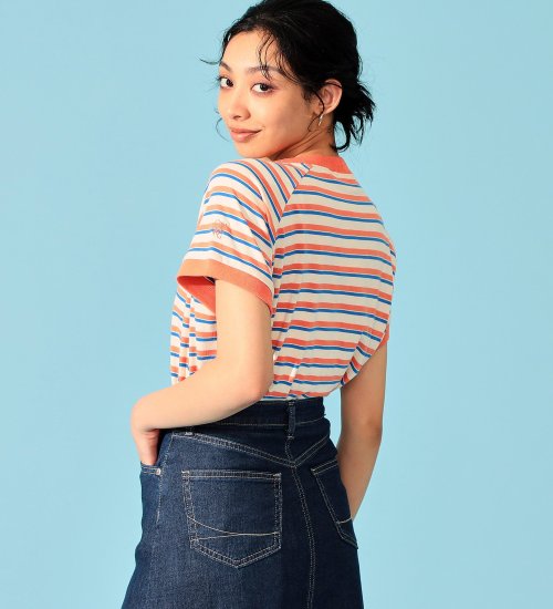 SOMETHING(サムシング)の【おまとめ割対象】SOMETHING モックネックフレンチスリーブTシャツ|トップス/Tシャツ/カットソー/レディース|オレンジ系その他