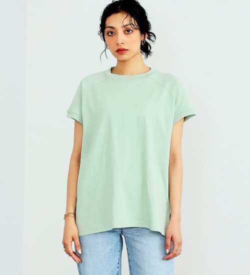SOMETHING(サムシング)の【おまとめ割対象】SOMETHING モックネックフレンチスリーブTシャツ|トップス/Tシャツ/カットソー/レディース|ミント