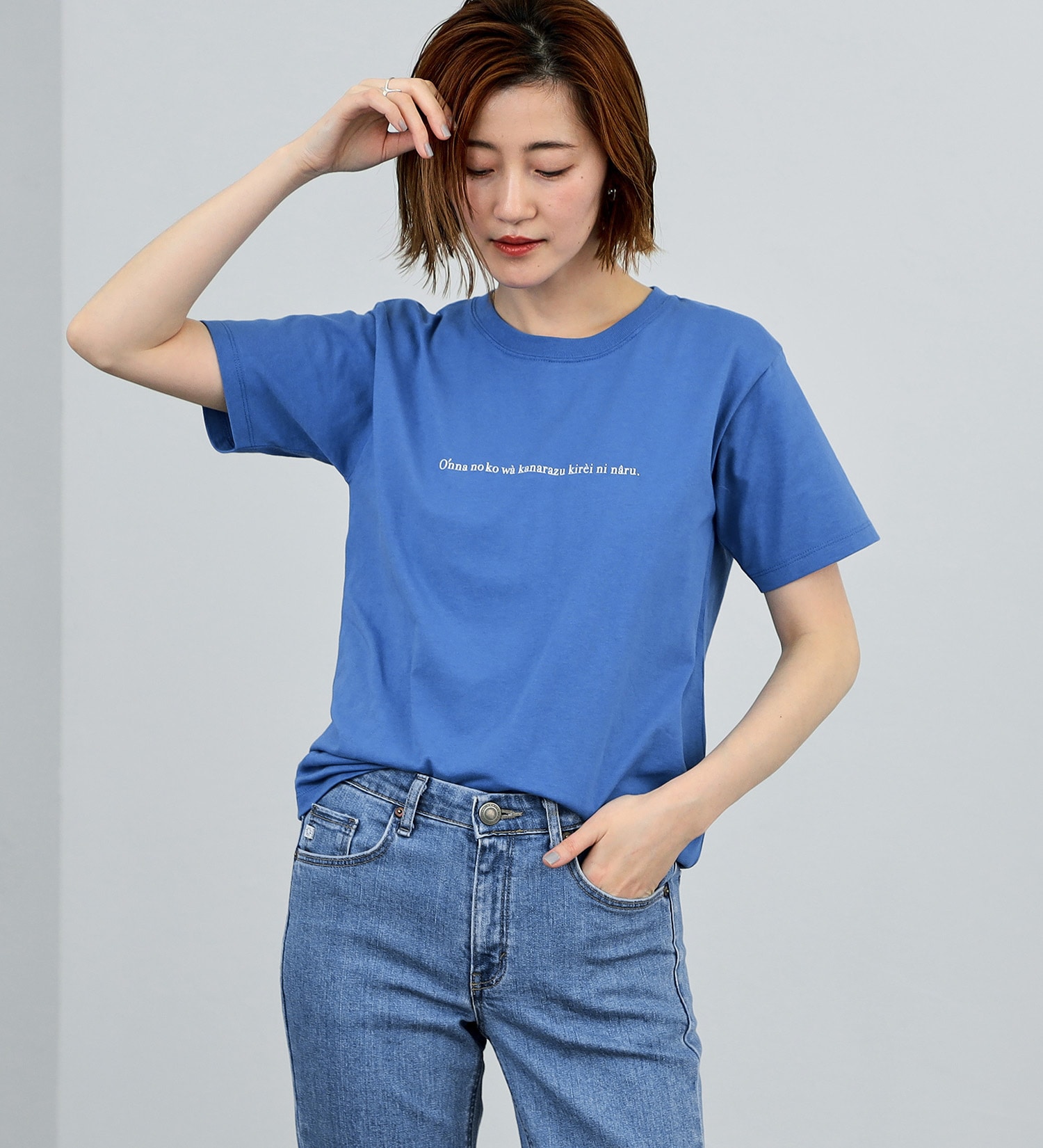 SOMETHING(サムシング)のSOMETHING コンセプトロゴ半袖Tシャツ|トップス/Tシャツ/カットソー/レディース|ブルー