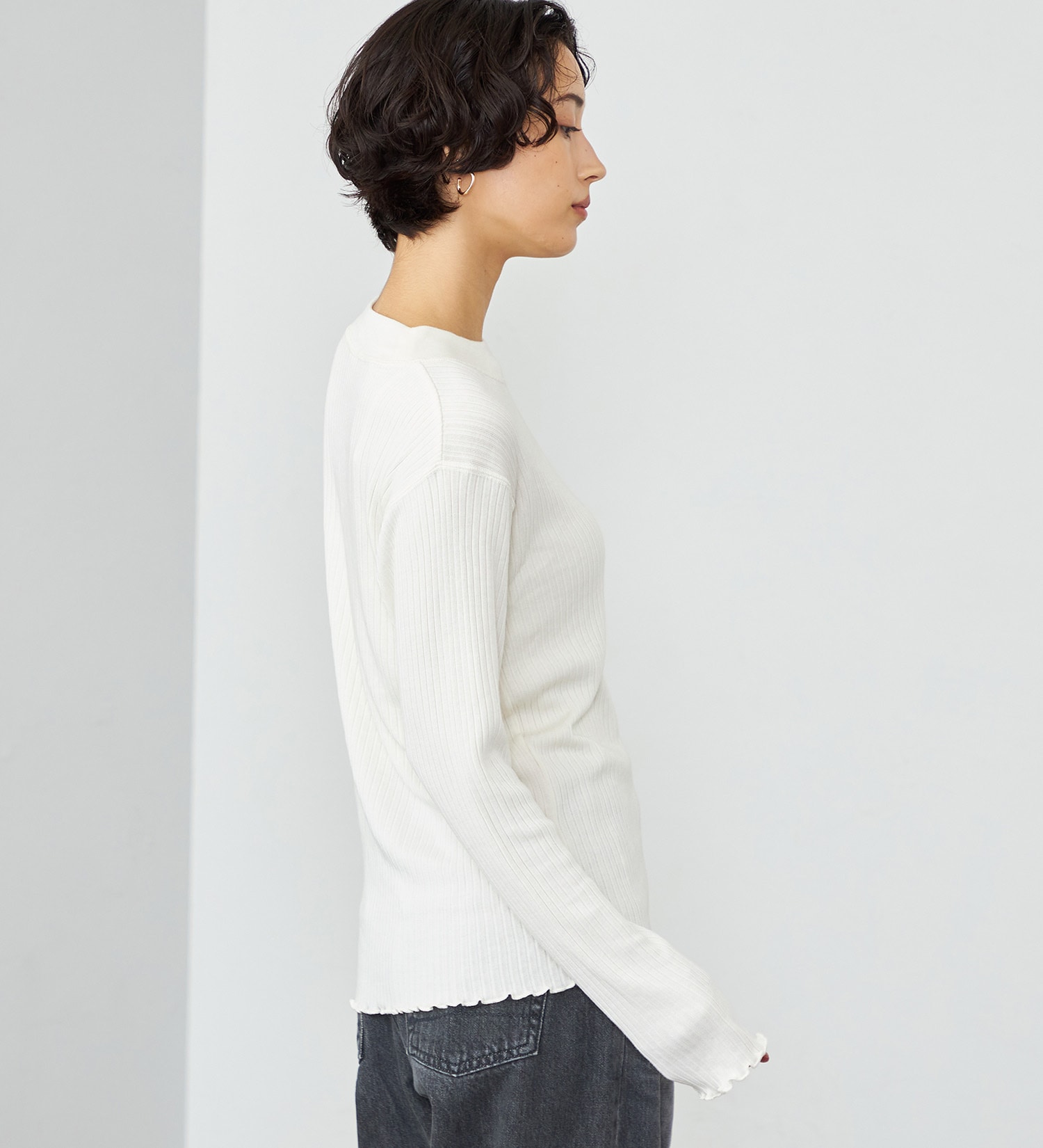 SOMETHING(サムシング)のSOMETHING リブジャカードハイネックカットソー|トップス/Tシャツ/カットソー/レディース|アイボリー