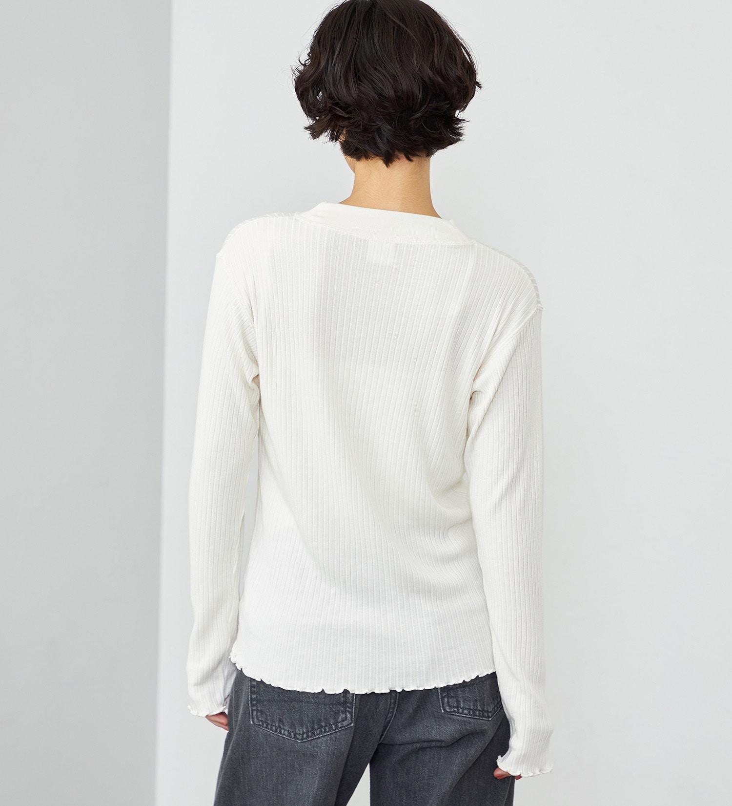 SOMETHING(サムシング)のSOMETHING リブジャカードハイネックカットソー|トップス/Tシャツ/カットソー/レディース|アイボリー