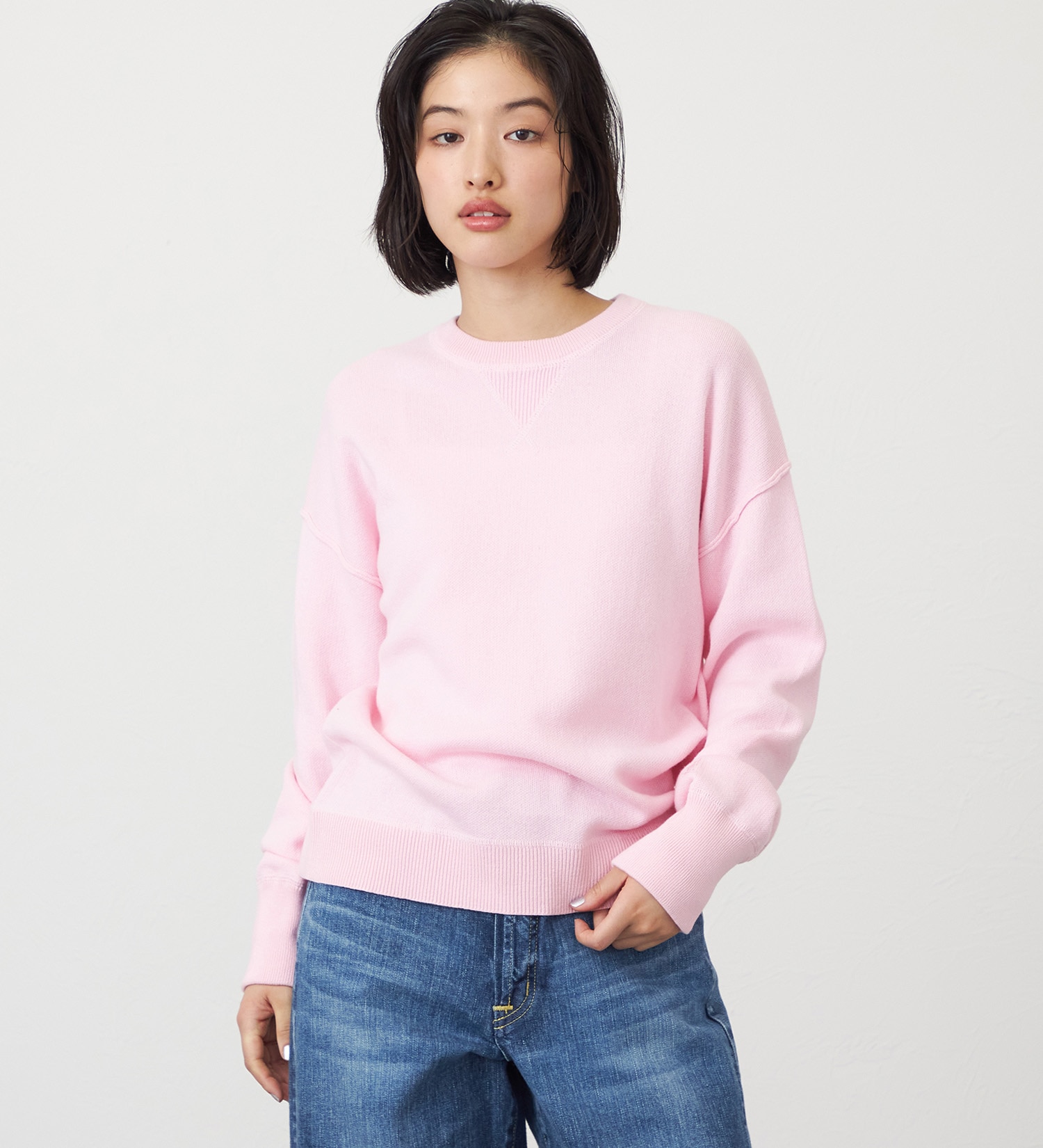 SOMETHING(サムシング)のSOMETHING コットンニットプルオーバー|トップス/ニット/セーター/レディース|ライトピンク