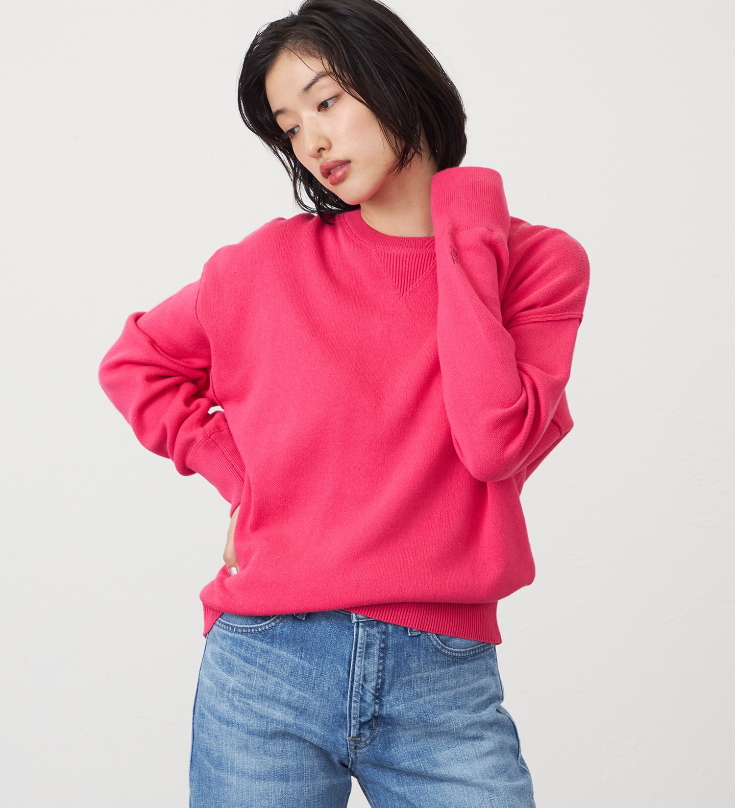 SOMETHING(サムシング)のSOMETHING コットンニットプルオーバー|トップス/ニット/セーター/レディース|ピンク