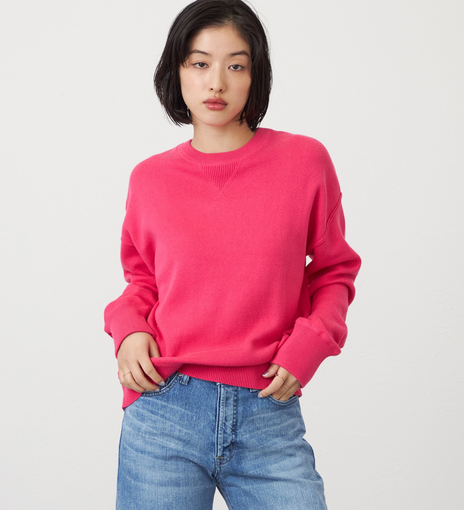 SOMETHING(サムシング)のSOMETHING コットンニットプルオーバー|トップス/ニット/セーター/レディース|ピンク