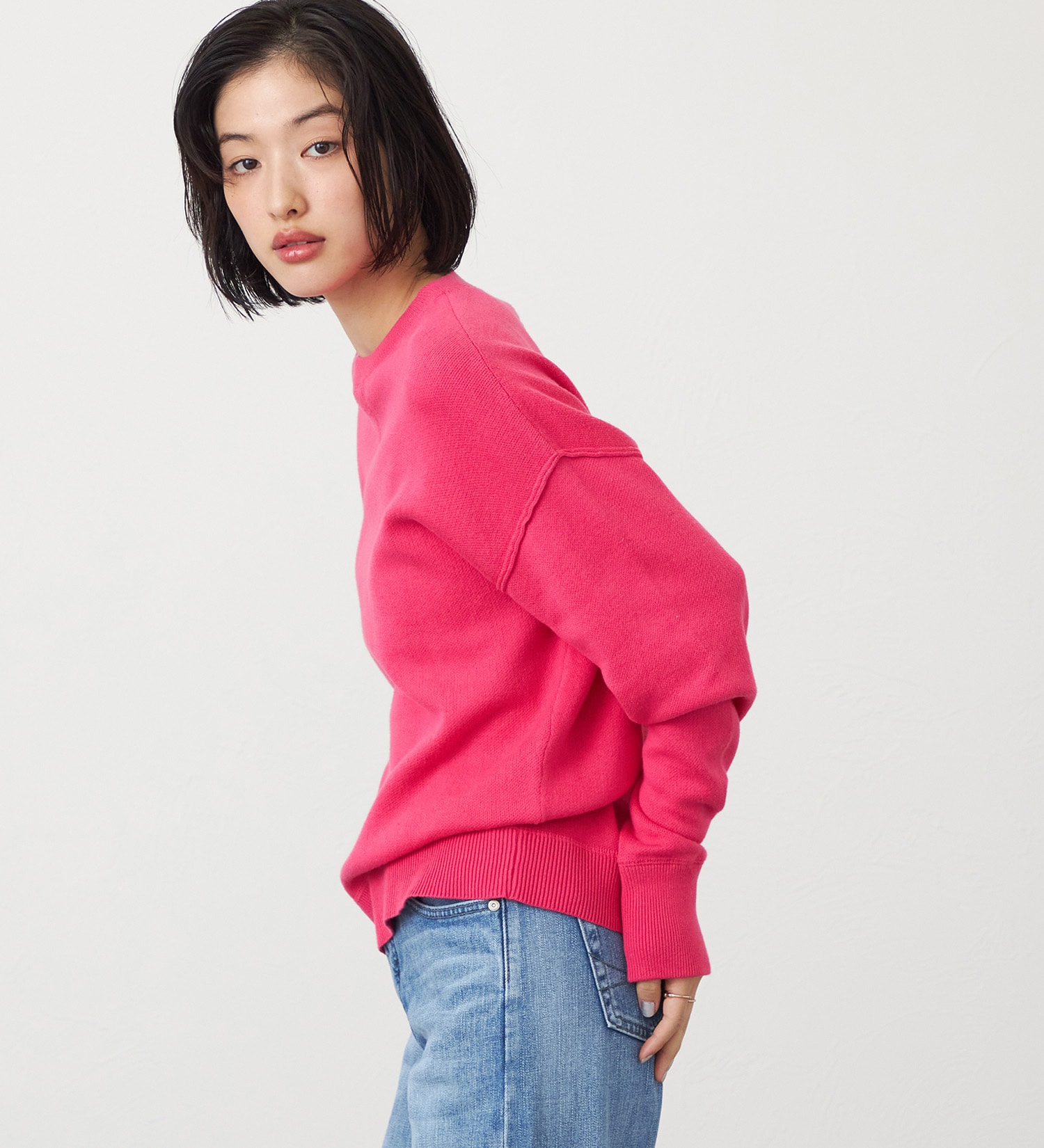 SOMETHING(サムシング)のSOMETHING コットンニットプルオーバー|トップス/ニット/セーター/レディース|ピンク