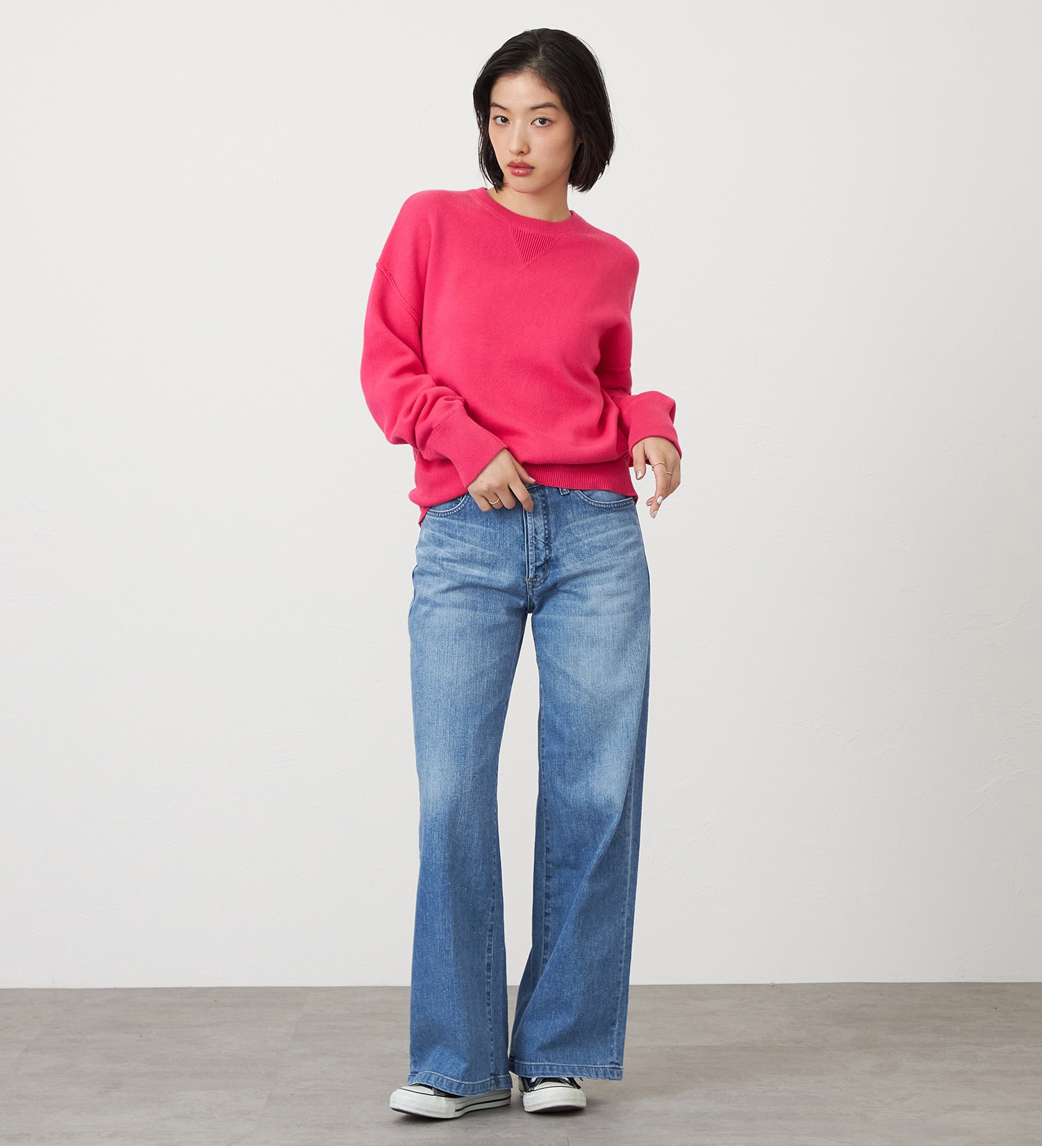 SOMETHING(サムシング)のSOMETHING コットンニットプルオーバー|トップス/ニット/セーター/レディース|ピンク