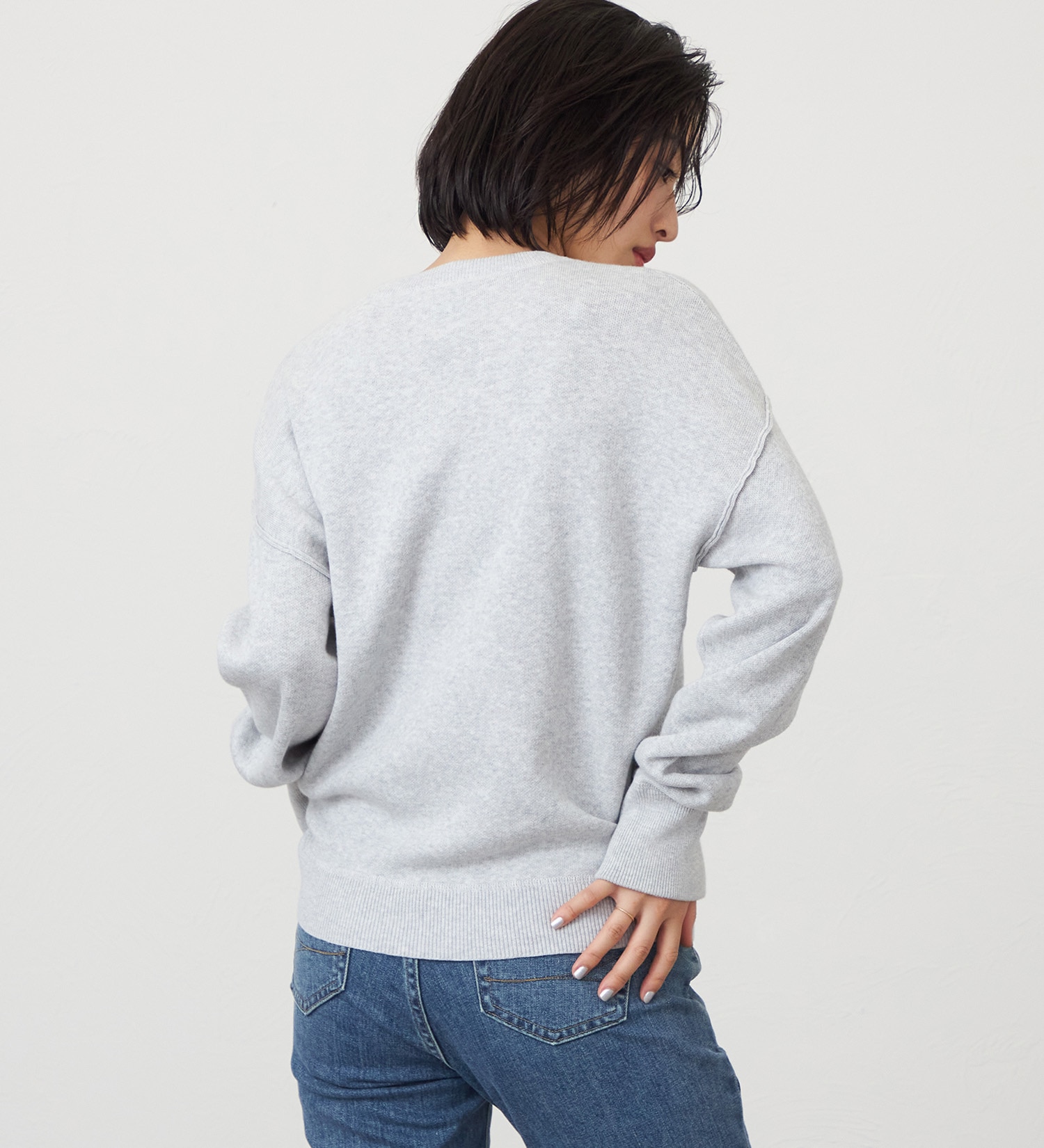 SOMETHING(サムシング)のSOMETHING コットンニットプルオーバー|トップス/ニット/セーター/レディース|グレー