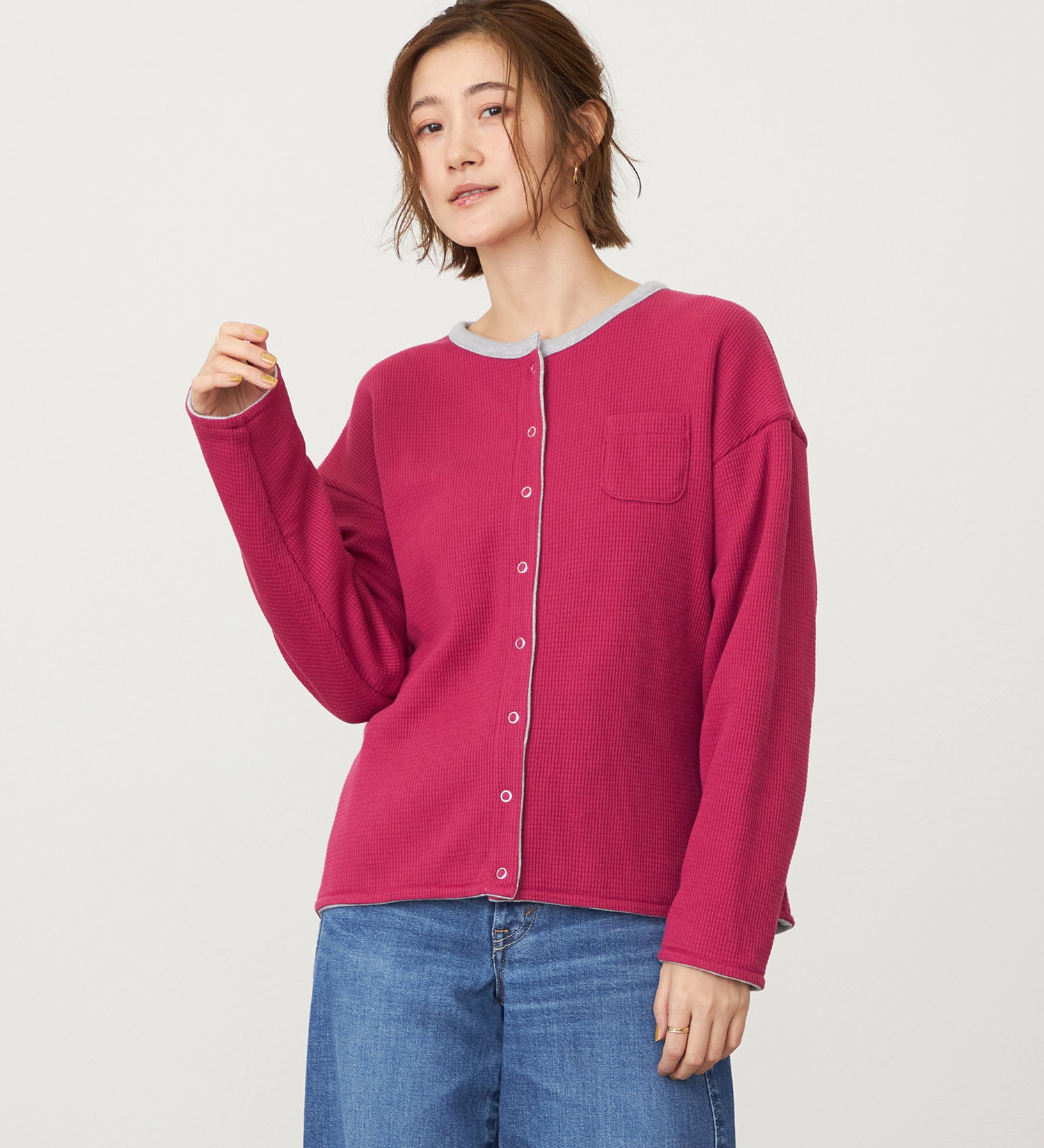 SOMETHING(サムシング)のSOMETHING リバーシブルカーディガン|トップス/その他トップス/レディース|グレー