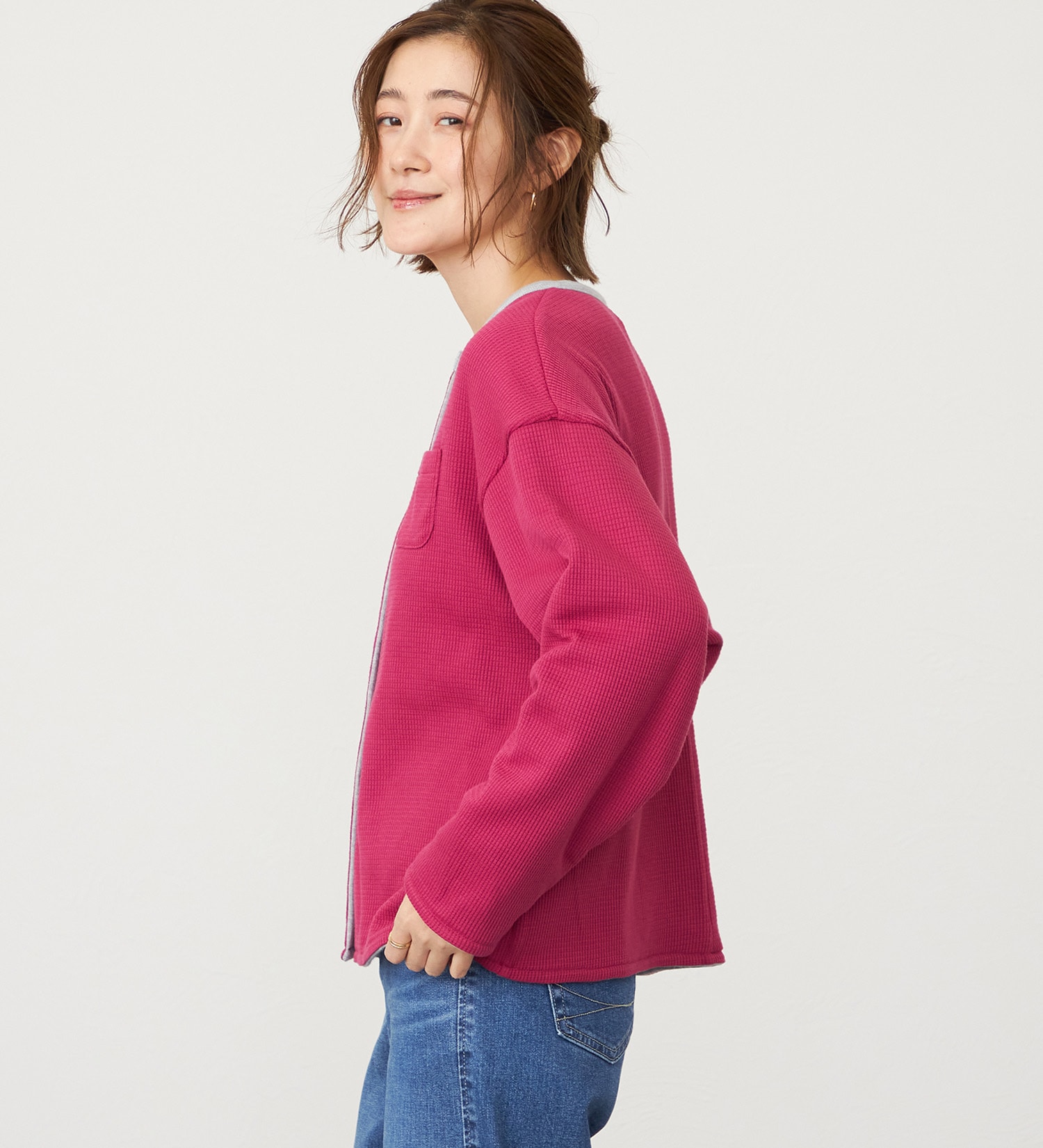 SOMETHING(サムシング)のSOMETHING リバーシブルカーディガン|トップス/その他トップス/レディース|グレー