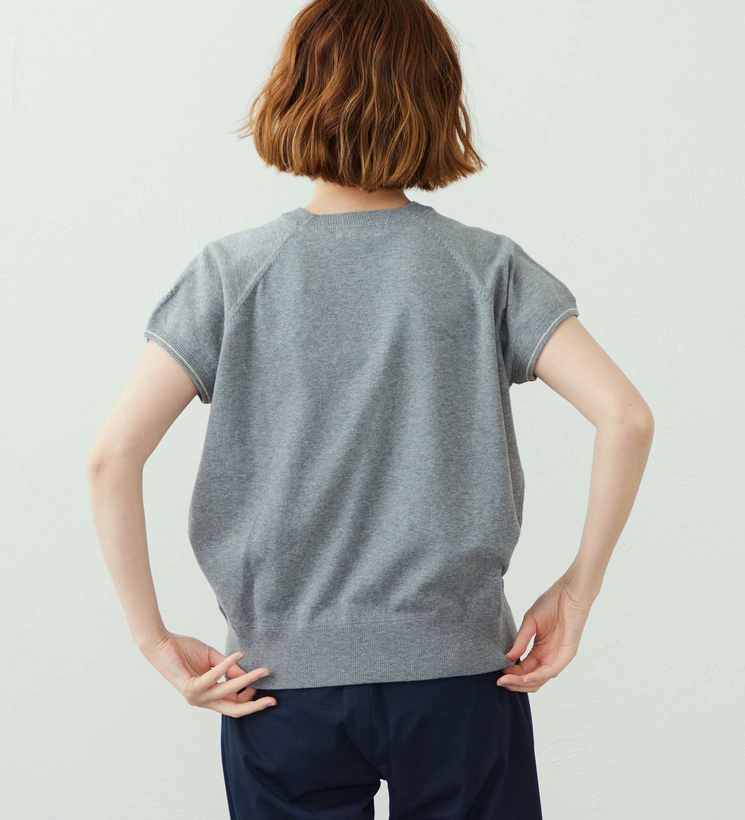 SOMETHING(サムシング)のSOMETHING コットンニット半袖Tシャツ|トップス/Tシャツ/カットソー/レディース|グレー