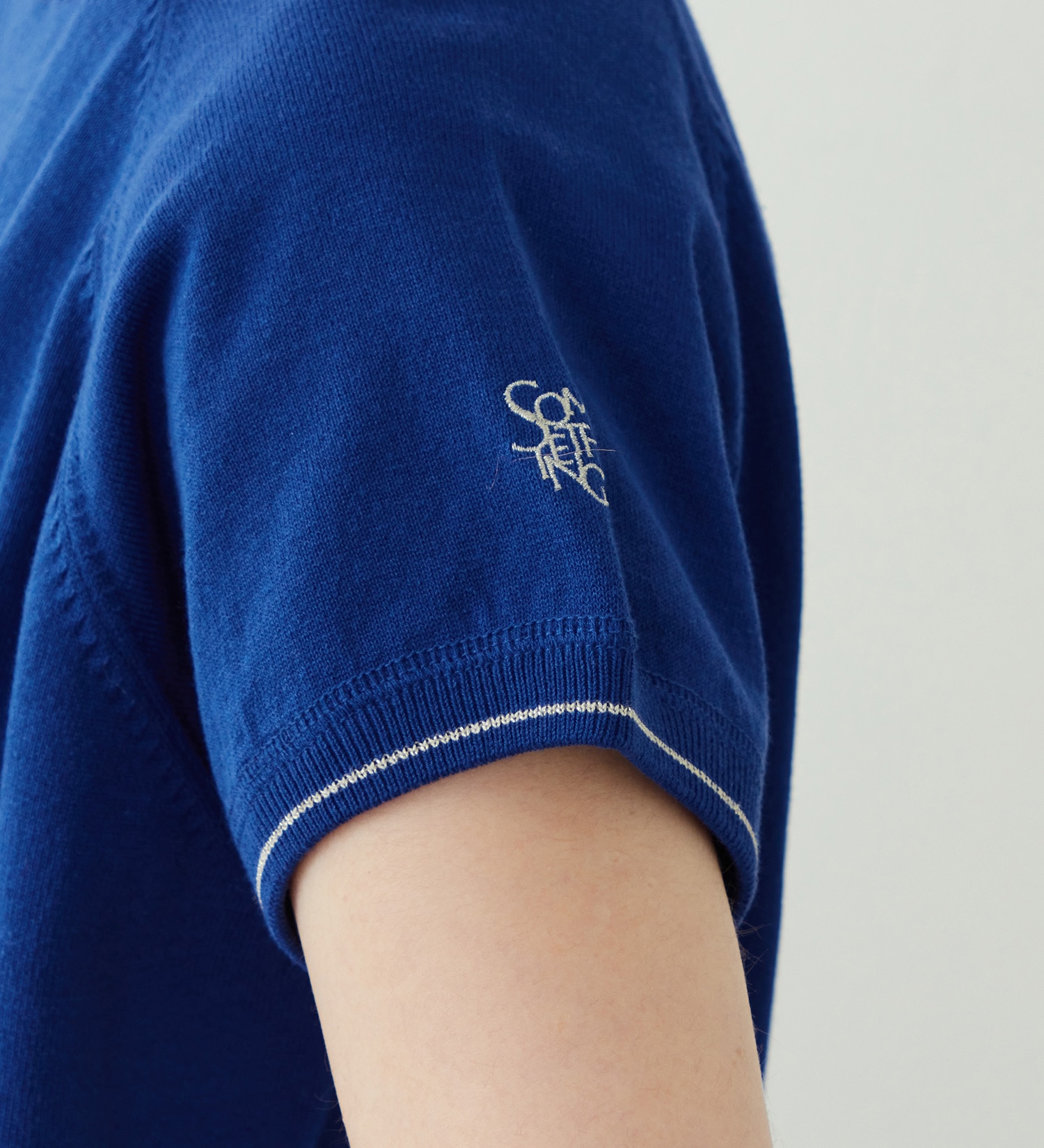 SOMETHING(サムシング)のSOMETHING コットンニット半袖Tシャツ|トップス/Tシャツ/カットソー/レディース|ブルー