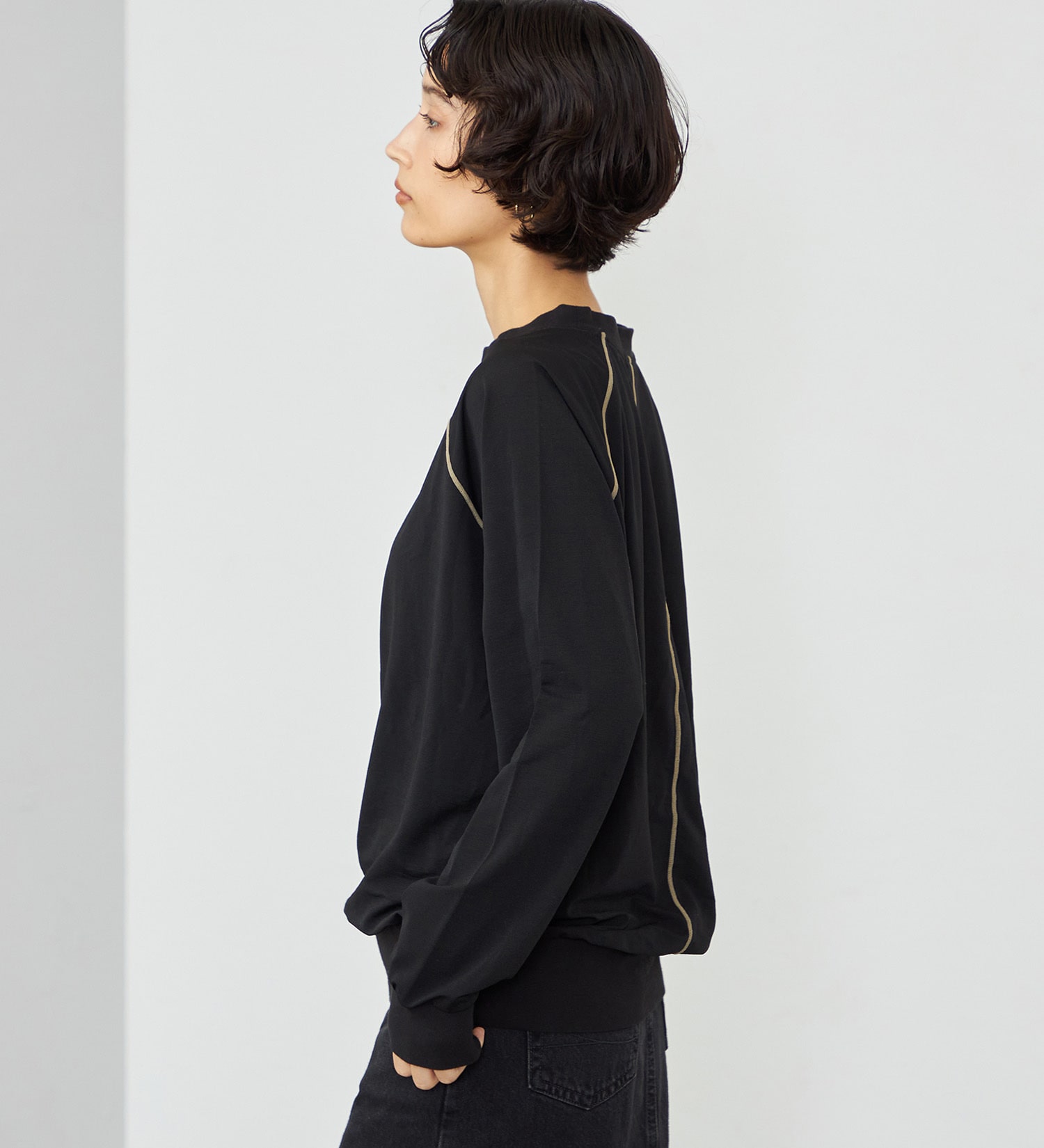 SOMETHING(サムシング)のSOMETHING シアーカットソー|トップス/Tシャツ/カットソー/レディース|ブラック