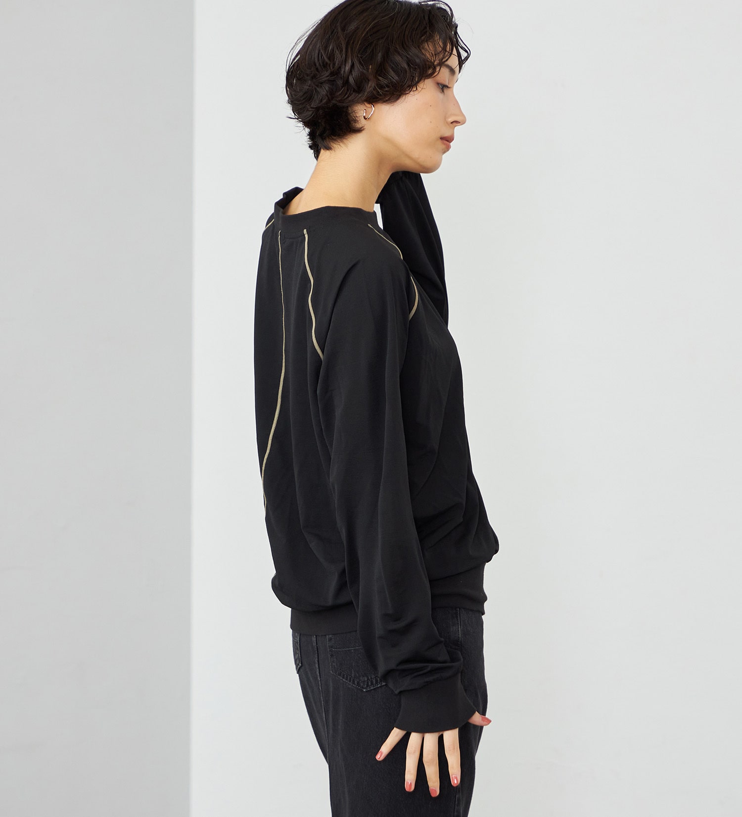 SOMETHING(サムシング)のSOMETHING シアーカットソー|トップス/Tシャツ/カットソー/レディース|ブラック