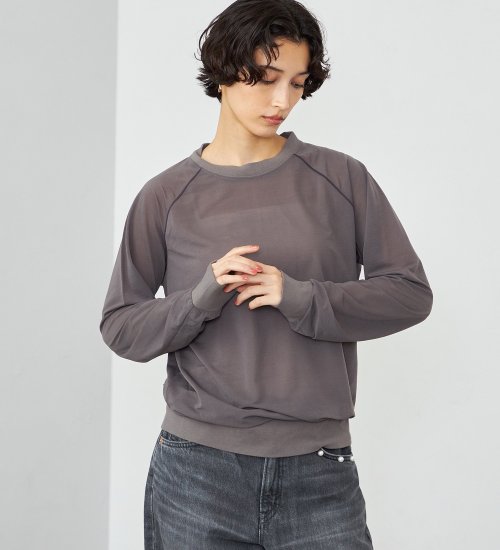 SOMETHING(サムシング)のSOMETHING シアーカットソー|トップス/Tシャツ/カットソー/レディース|チャコールグレー