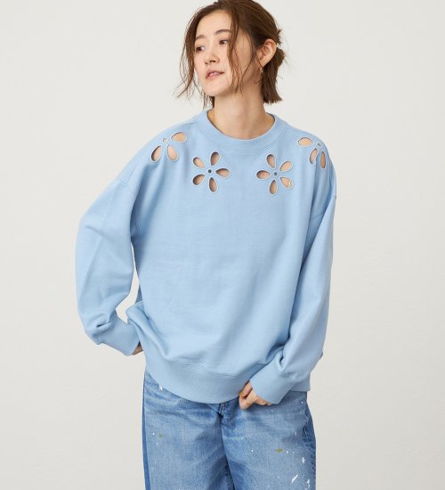 SOMETHING(サムシング)のSOMETHING フラワースウェット|トップス/スウェット/レディース|ライトブルー