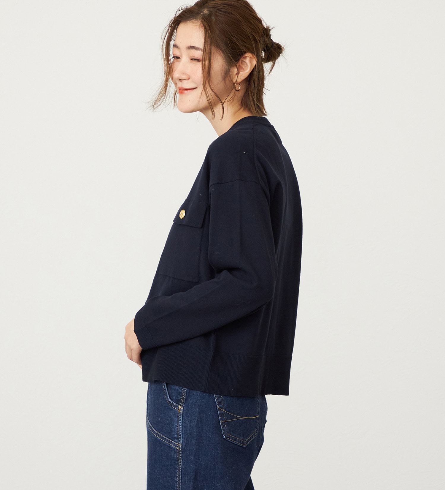 SOMETHING(サムシング)のSOMETHING マリンニットカーディガン|トップス/ニット/セーター/レディース|ネイビー