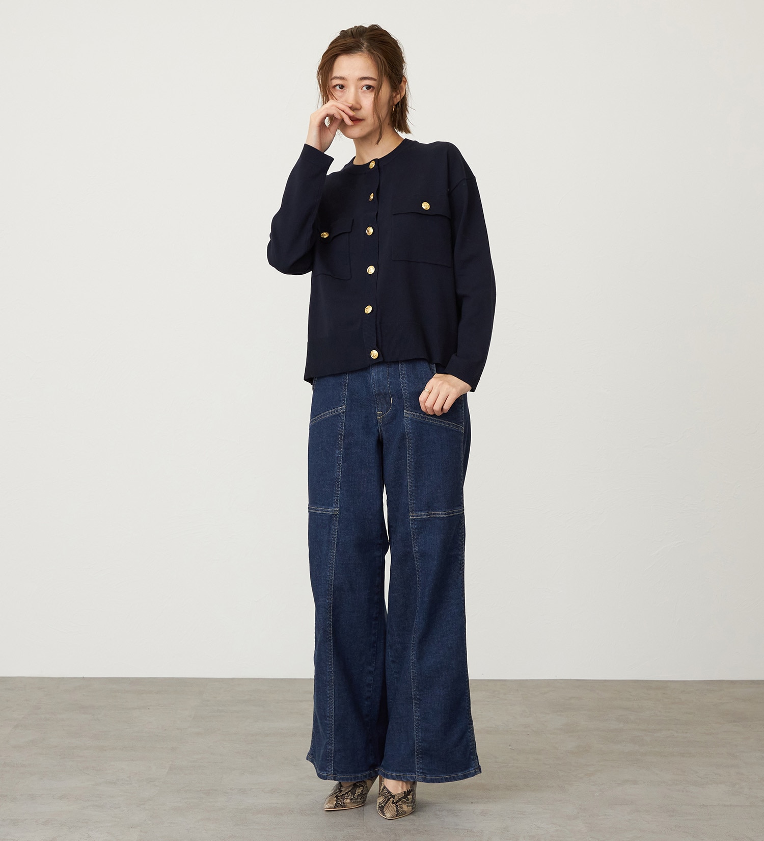 SOMETHING(サムシング)のSOMETHING マリンニットカーディガン|トップス/ニット/セーター/レディース|ネイビー