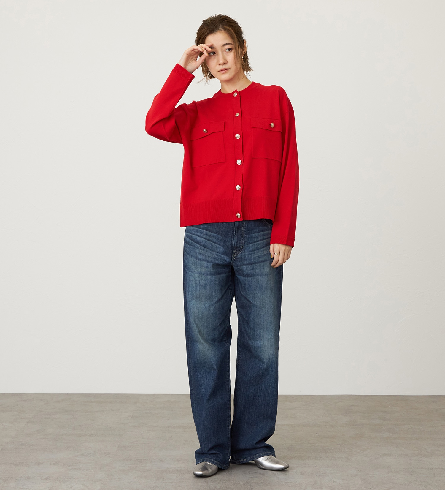 SOMETHING(サムシング)のSOMETHING マリンニットカーディガン|トップス/ニット/セーター/レディース|レッド