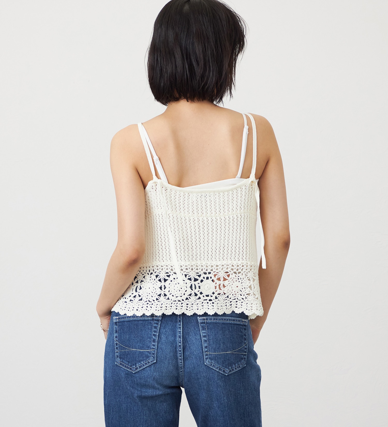 SOMETHING(サムシング)のSOMETHING クロシェニットキャミソール|トップス/ニット/セーター/レディース|アイボリー