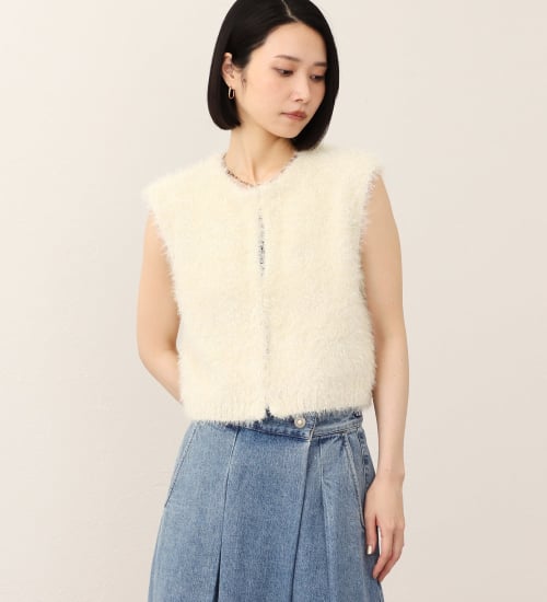 SOMETHING フェザー ニット ベスト