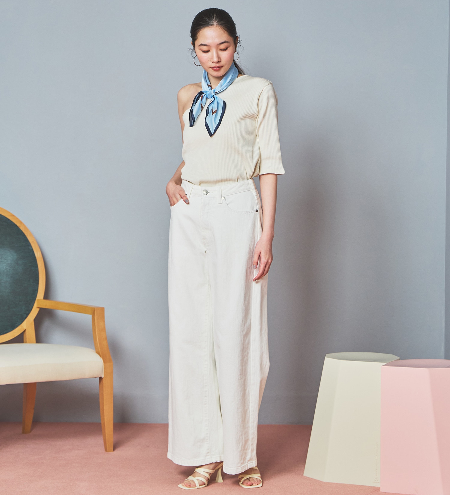 SOMETHING(サムシング)の【試着対象】SOMETHING LISA NOUVEAU WIDE/ワイドデニムパンツ|パンツ/パンツ/レディース|ホワイト