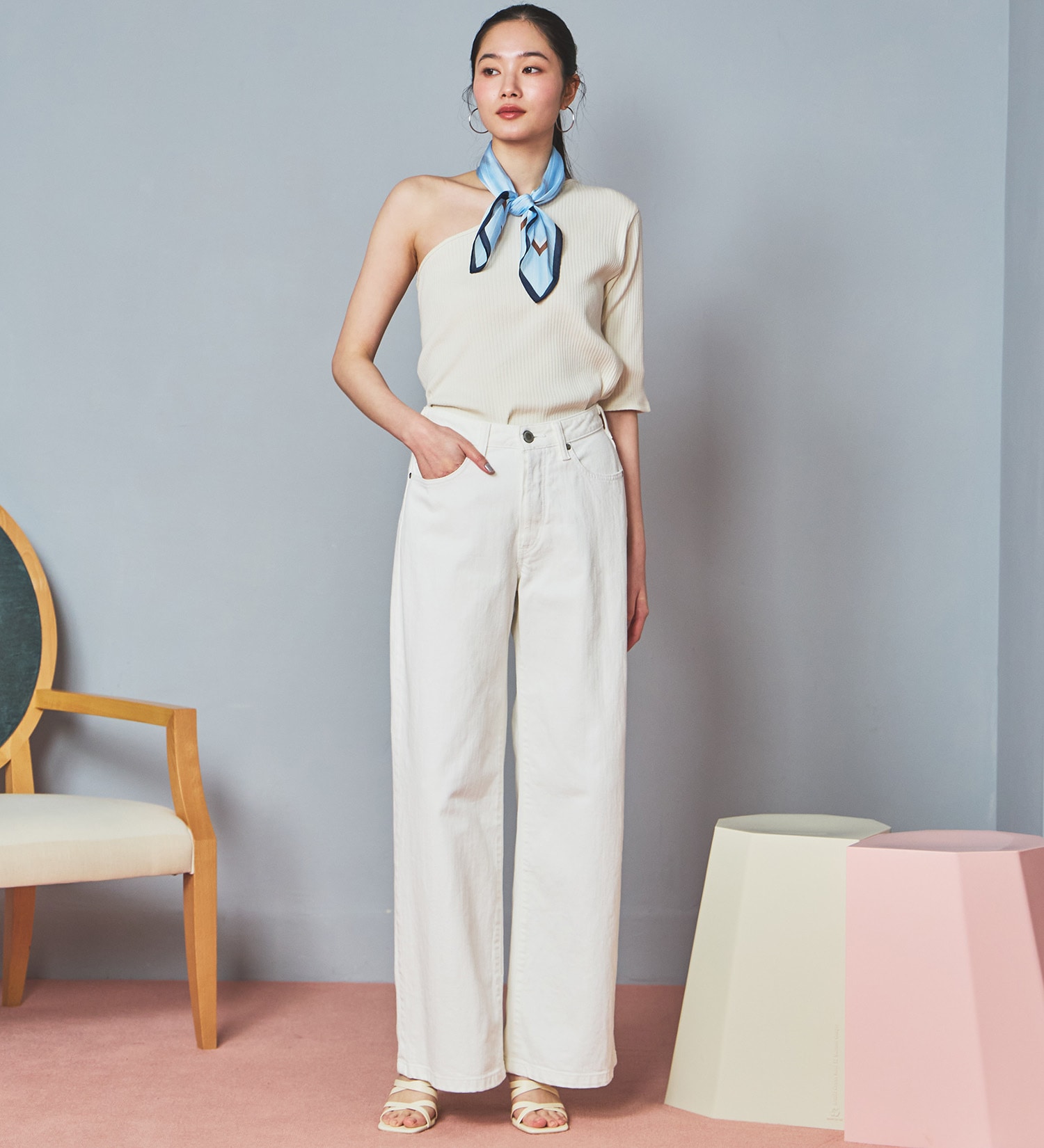 SOMETHING(サムシング)の【試着対象】SOMETHING LISA NOUVEAU WIDE/ワイドデニムパンツ|パンツ/パンツ/レディース|ホワイト