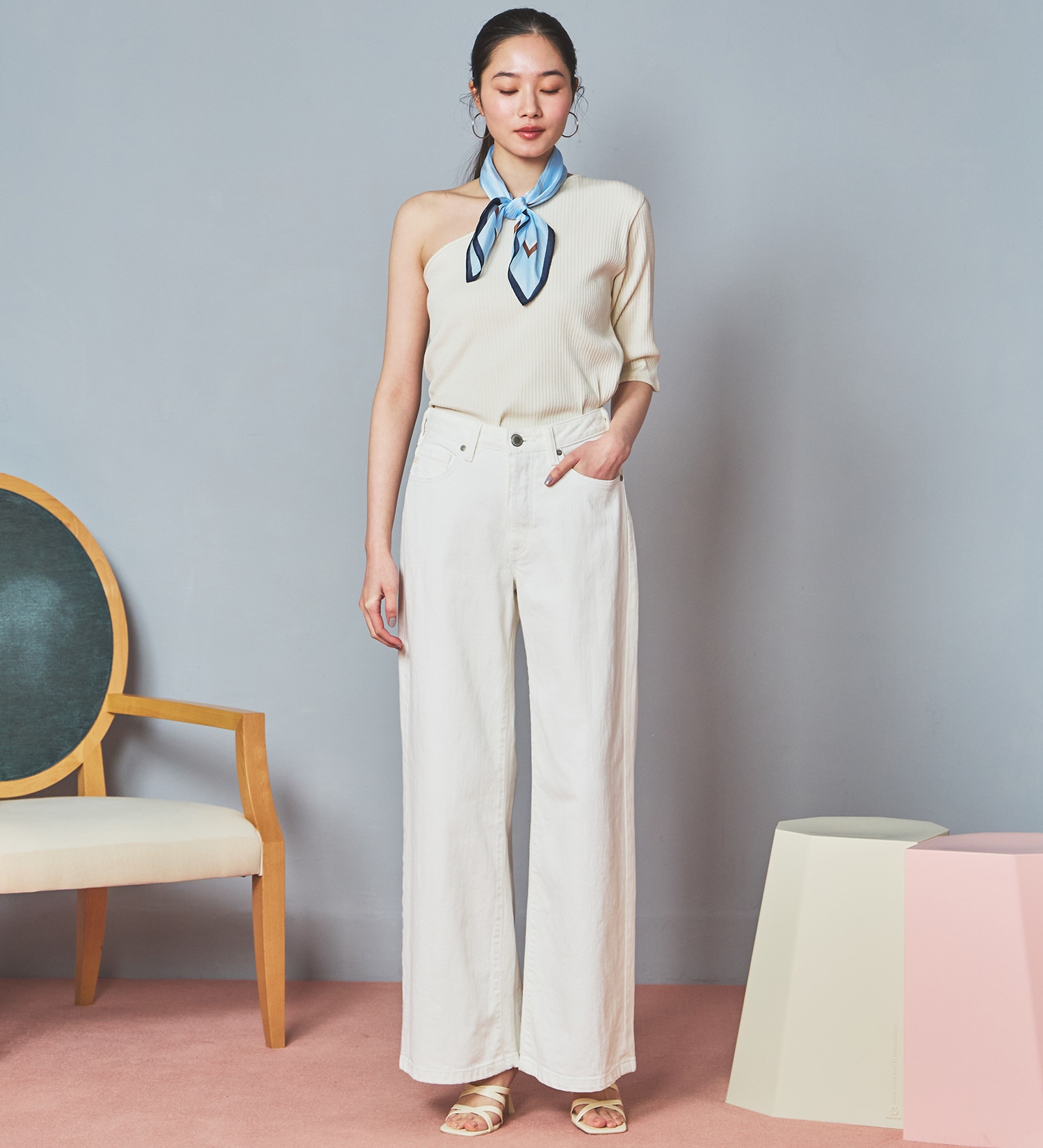 SOMETHING(サムシング)の【試着対象】SOMETHING LISA NOUVEAU WIDE/ワイドデニムパンツ|パンツ/パンツ/レディース|ホワイト