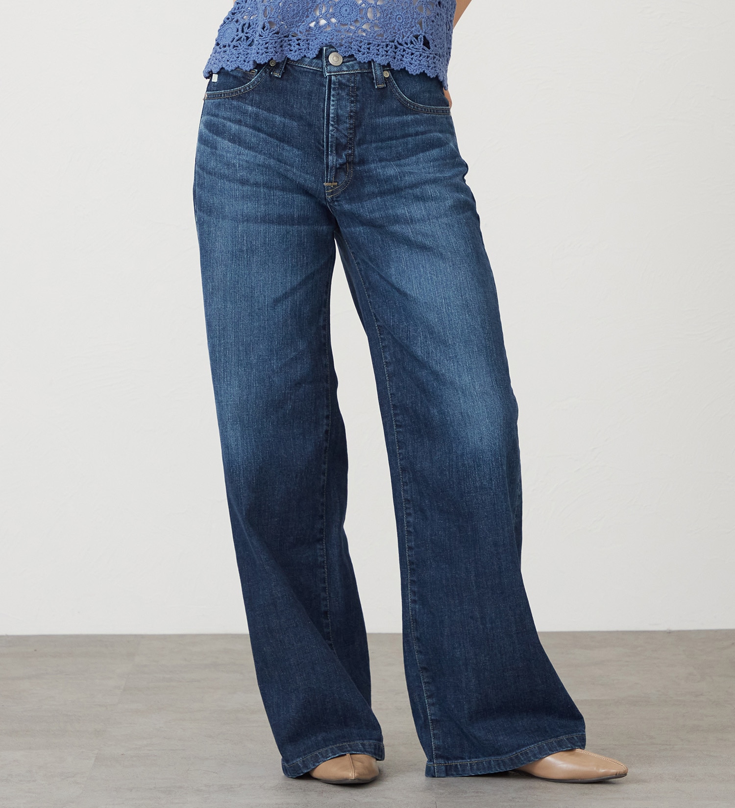 SOMETHING(サムシング)のSOMETHING LISA NOUVEAU WIDE/ワイドデニムパンツ|パンツ/デニム/ジーンズパンツ/レディース|濃色ブルー