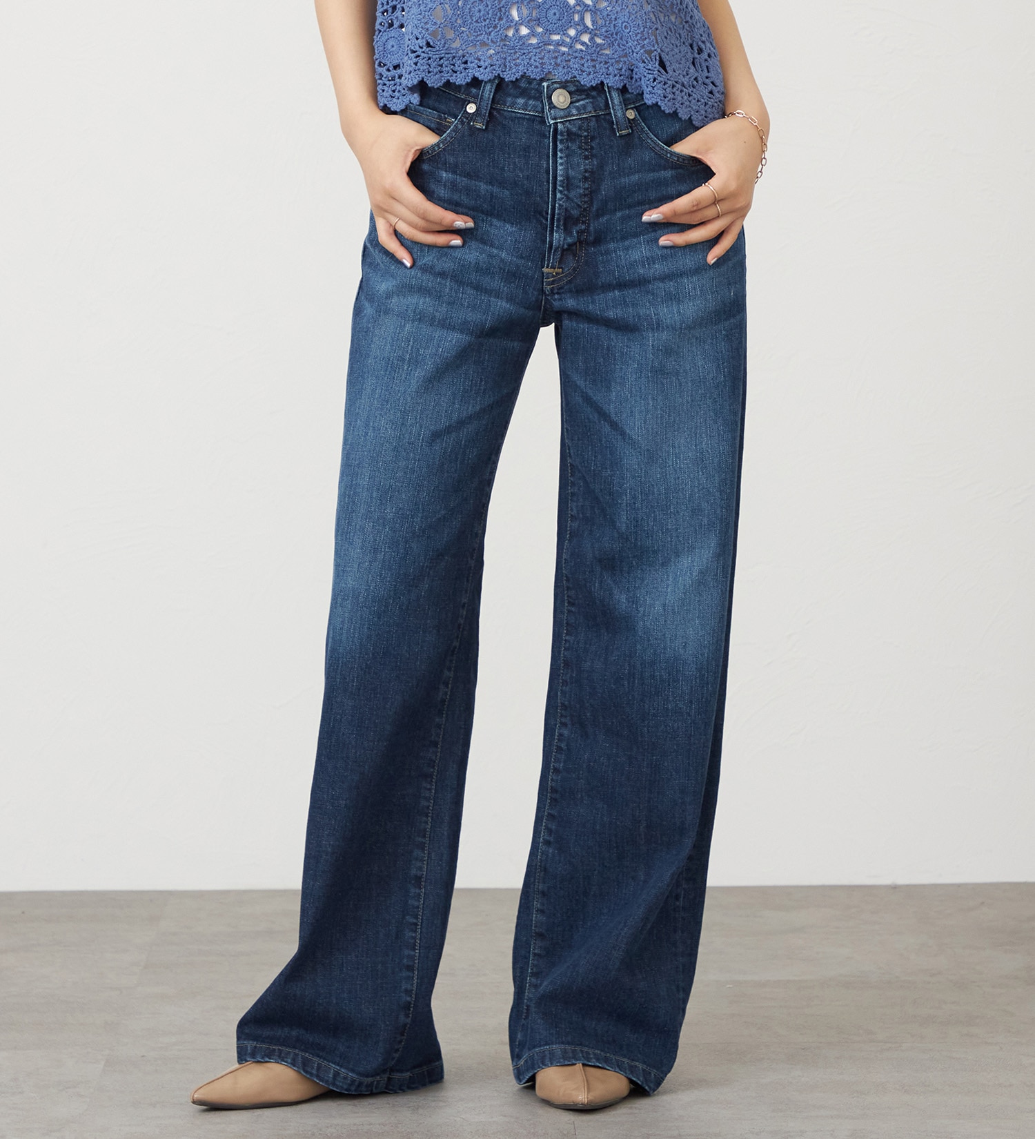 SOMETHING(サムシング)のSOMETHING LISA NOUVEAU WIDE/ワイドデニムパンツ|パンツ/デニム/ジーンズパンツ/レディース|濃色ブルー