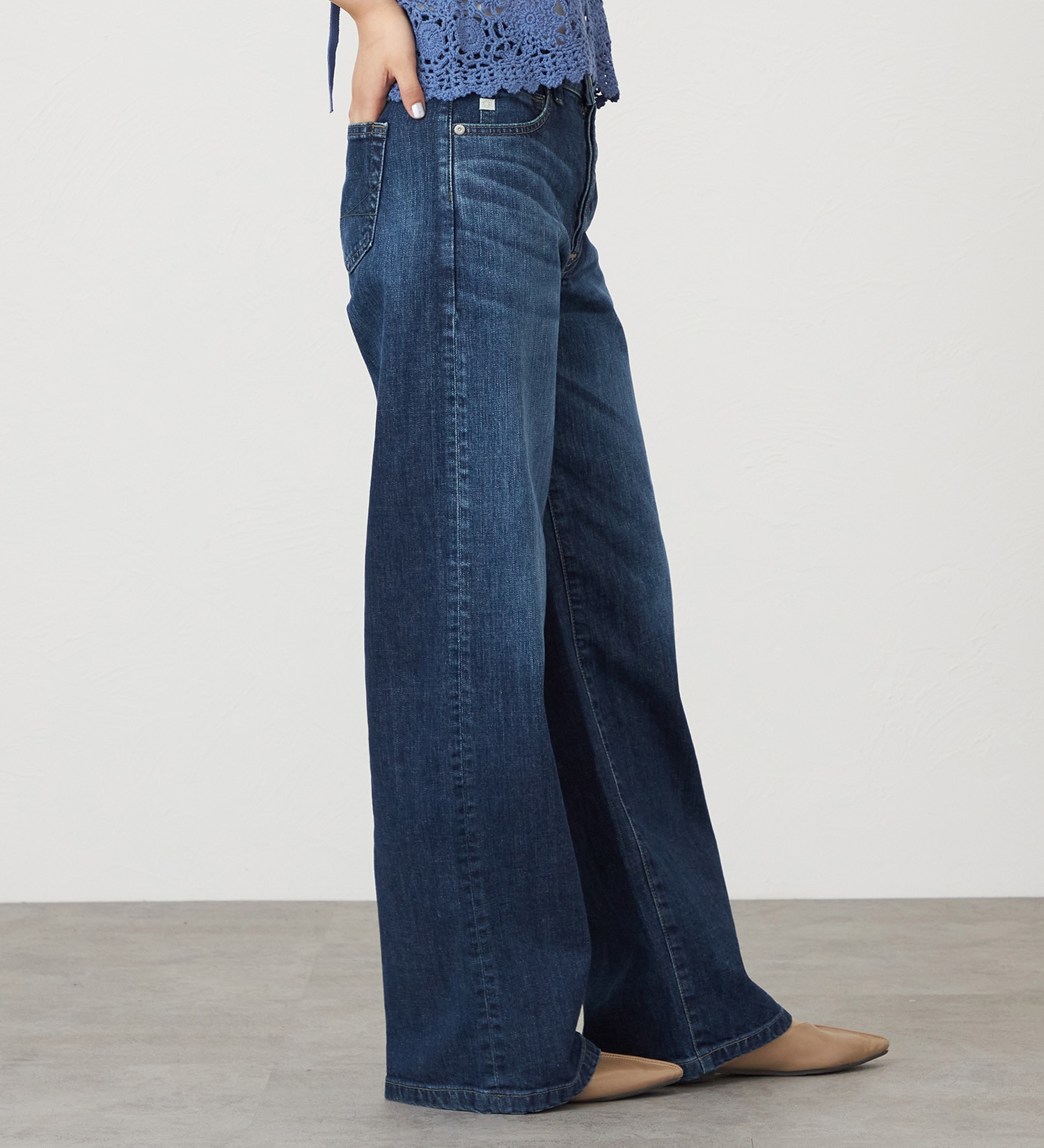 SOMETHING(サムシング)のSOMETHING LISA NOUVEAU WIDE/ワイドデニムパンツ|パンツ/デニム/ジーンズパンツ/レディース|濃色ブルー