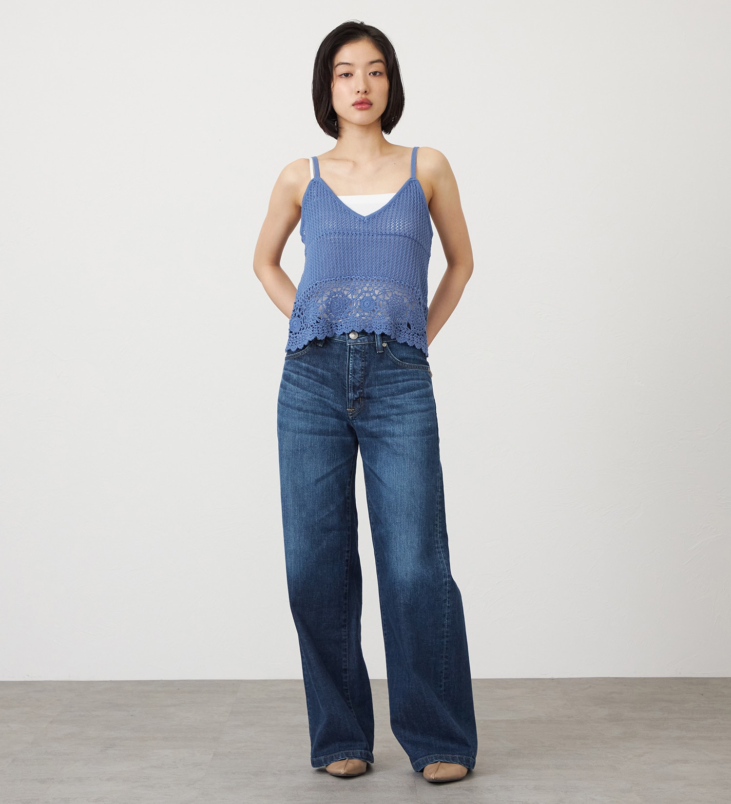 SOMETHING(サムシング)のSOMETHING LISA NOUVEAU WIDE/ワイドデニムパンツ|パンツ/デニム/ジーンズパンツ/レディース|濃色ブルー