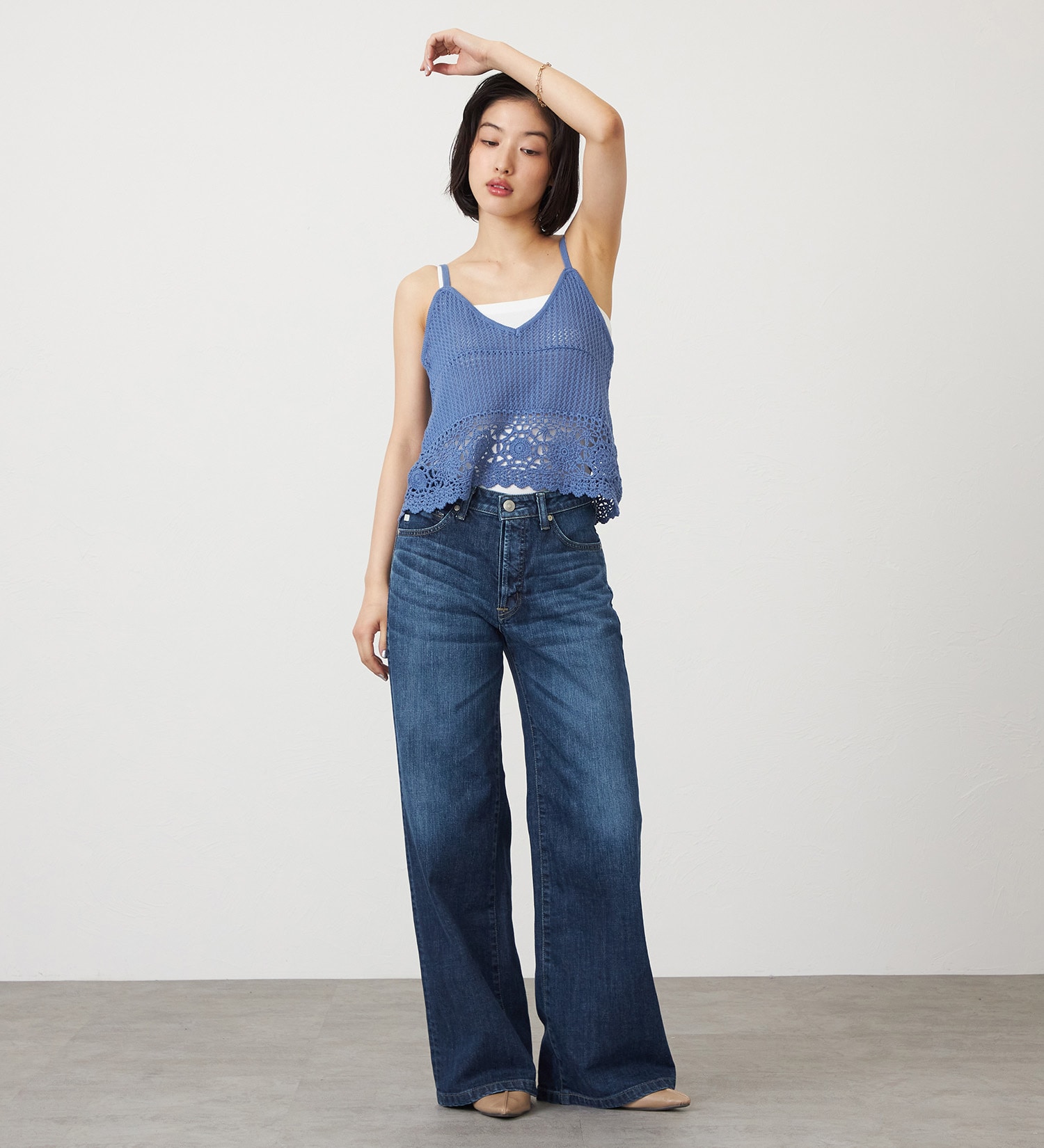 SOMETHING(サムシング)のSOMETHING LISA NOUVEAU WIDE/ワイドデニムパンツ|パンツ/デニム/ジーンズパンツ/レディース|濃色ブルー