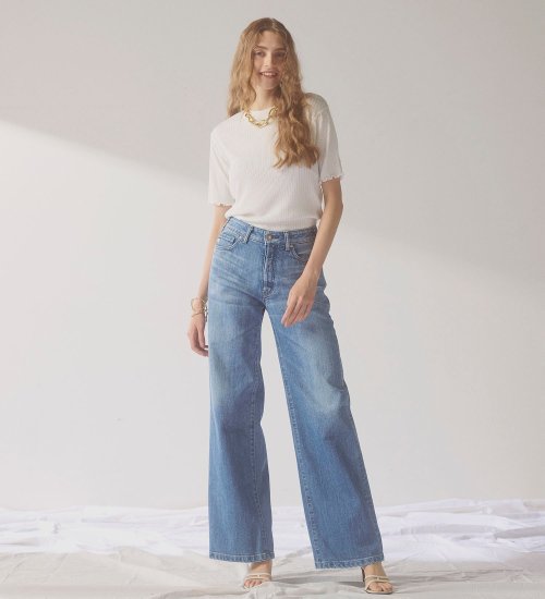 のSOMETHING LISA NOUVEAU WIDE/ワイドデニムパンツ|//|淡色ブルー