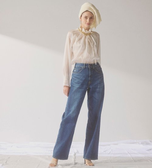 のSOMETHING ELSA NOUVEAU LOOSE STRAIGHT/ルーズストレートデニムパンツ|//|中色ブルー