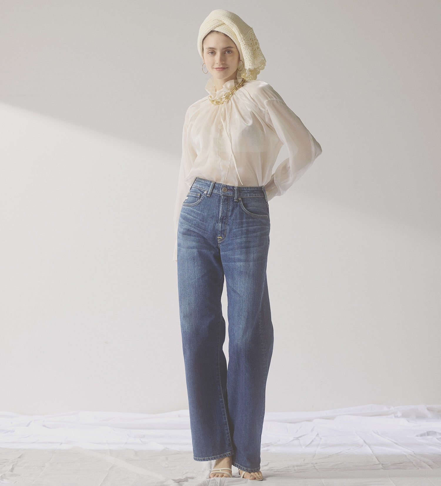 SOMETHING(サムシング)のSOMETHING ELSA NOUVEAU LOOSE STRAIGHT/ルーズストレートデニムパンツ|パンツ/デニム/ジーンズパンツ/レディース|中色ブルー