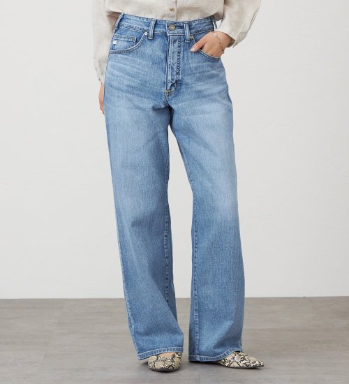 のSOMETHING ELSA NOUVEAU LOOSE STRAIGHT/ルーズストレートデニムパンツ|//|淡色ブルー