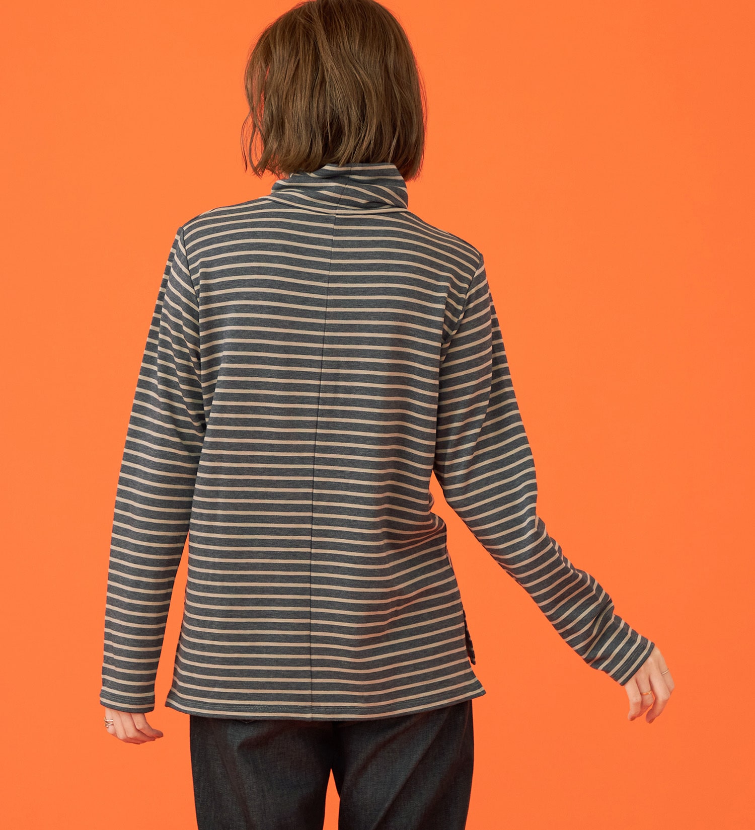 SOMETHING(サムシング)のSOMETHING BODYFIREタートルネックカットソー【暖】|トップス/Tシャツ/カットソー/レディース|グレー系その他
