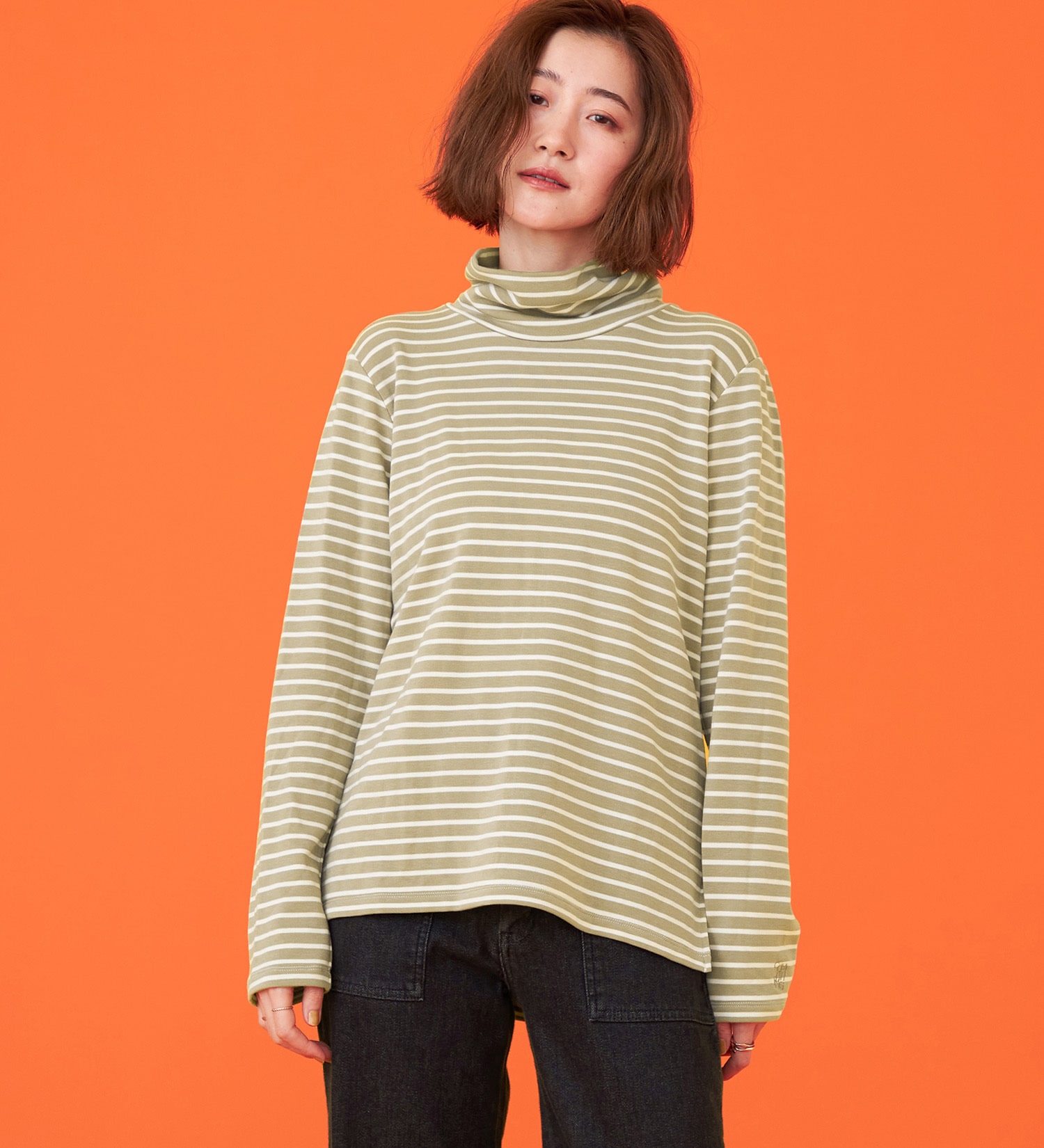 SOMETHING(サムシング)のSOMETHING BODYFIREタートルネックカットソー【暖】|トップス/Tシャツ/カットソー/レディース|ベージュ系その他