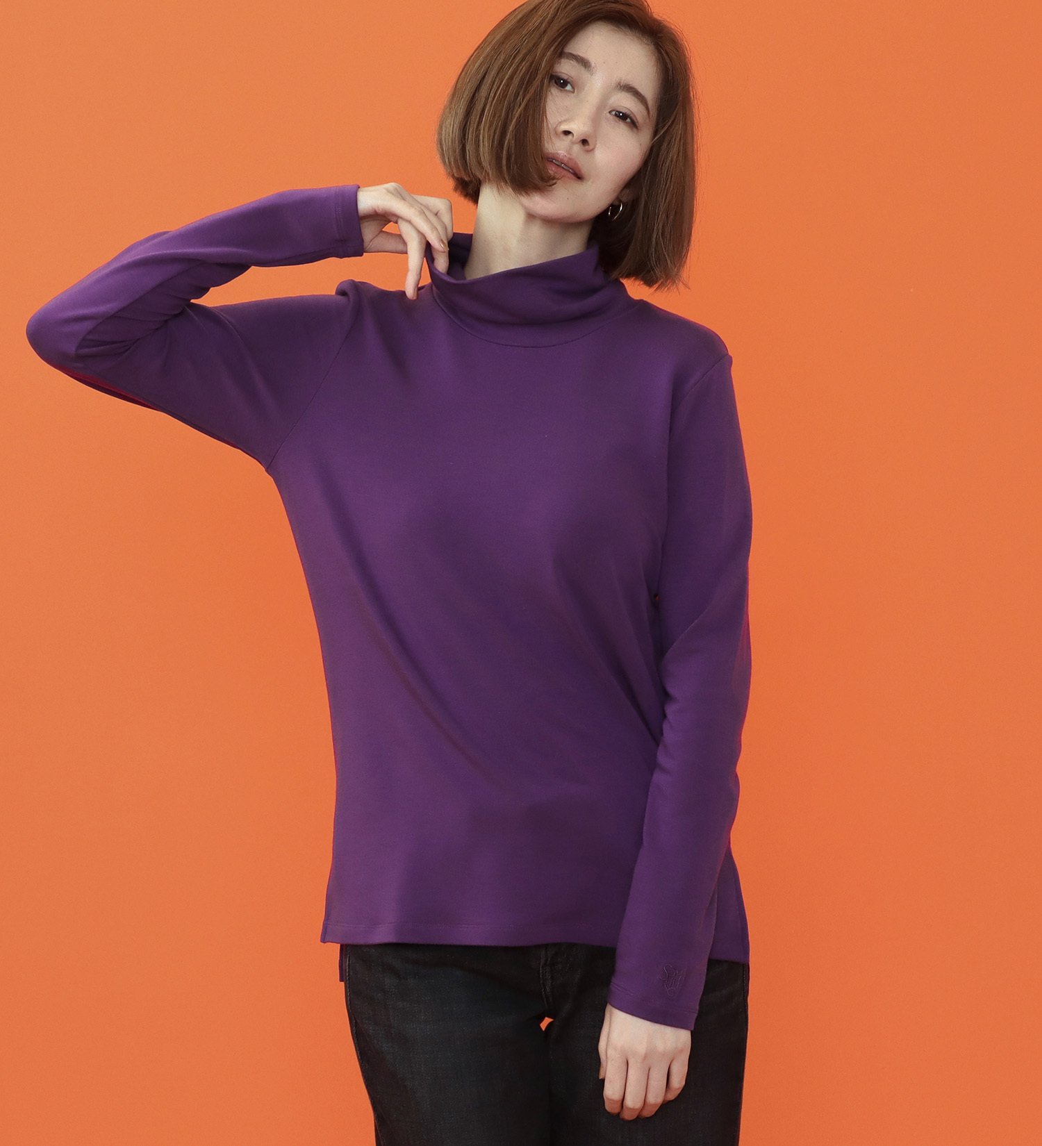 SOMETHING(サムシング)のSOMETHING BODY FIRE タートルネックカットソー【長袖】|トップス/Tシャツ/カットソー/レディース|パープル