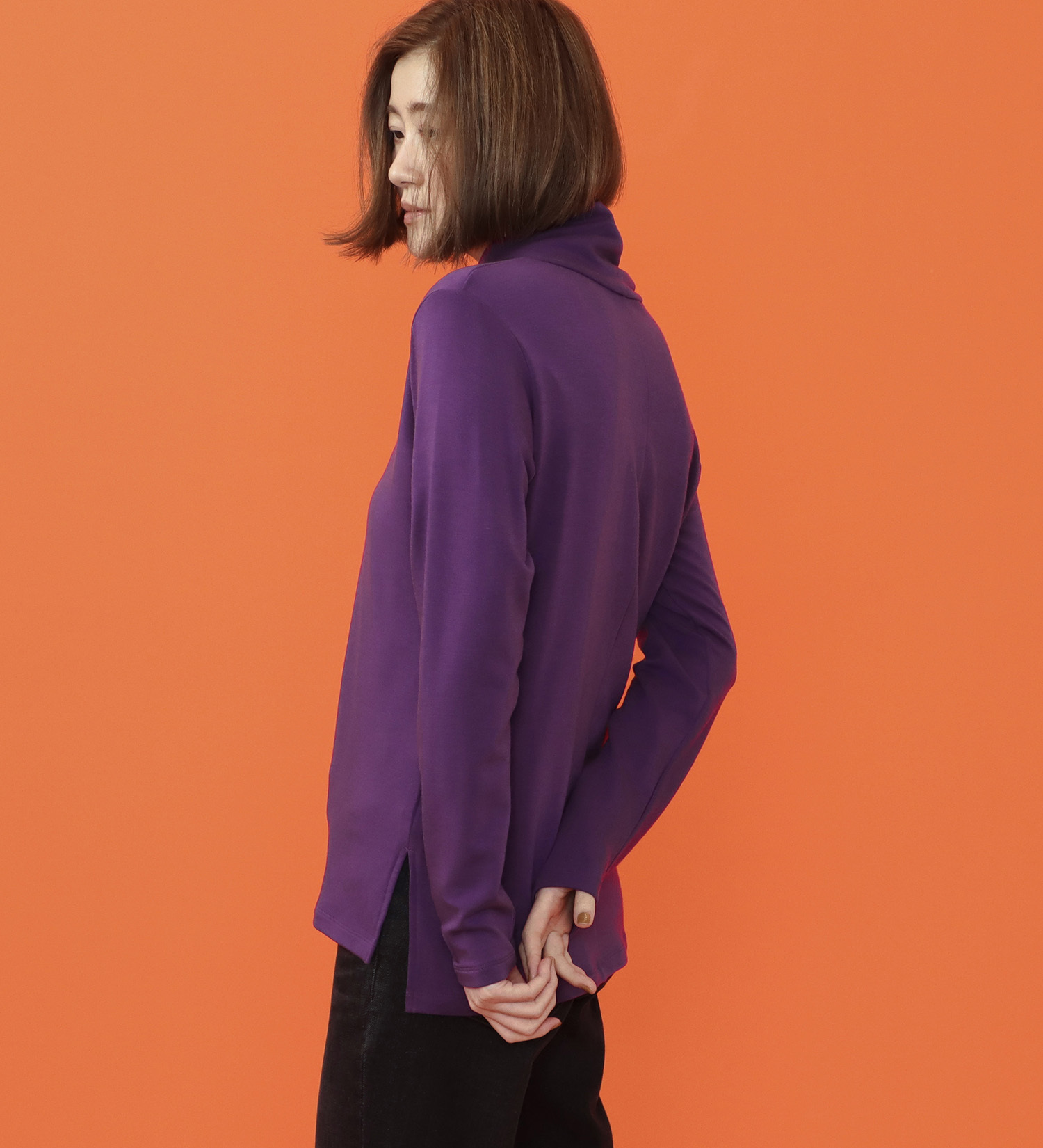 SOMETHING(サムシング)のSOMETHING BODY FIRE タートルネックカットソー【長袖】|トップス/Tシャツ/カットソー/レディース|パープル