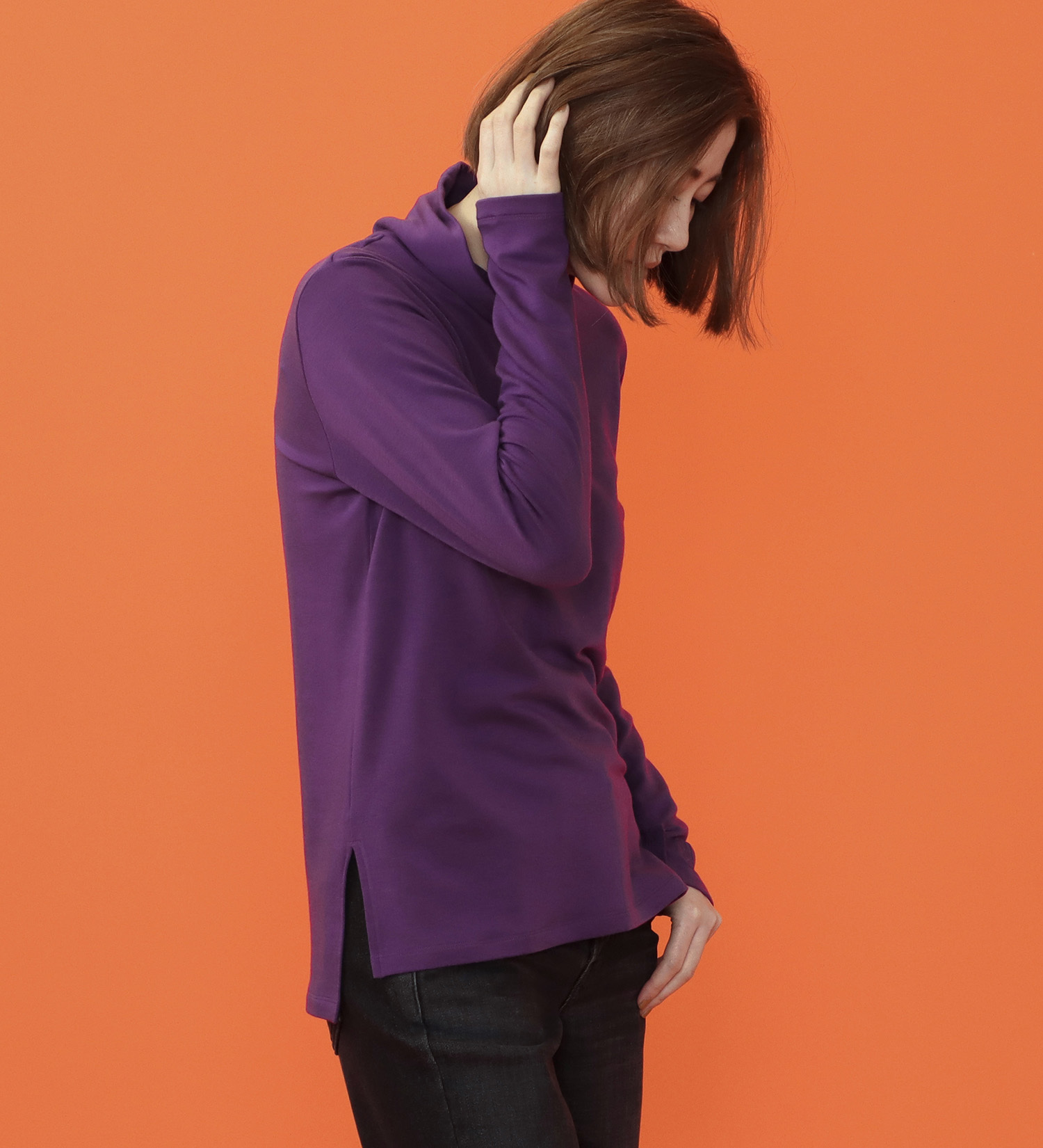 SOMETHING(サムシング)のSOMETHING BODY FIRE タートルネックカットソー【長袖】|トップス/Tシャツ/カットソー/レディース|パープル