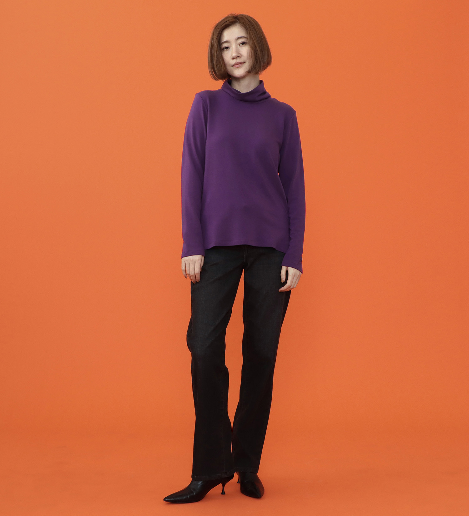 SOMETHING(サムシング)のSOMETHING BODY FIRE タートルネックカットソー【長袖】|トップス/Tシャツ/カットソー/レディース|パープル