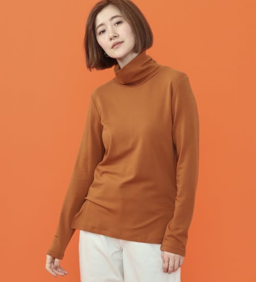 SOMETHING(サムシング)のSOMETHING BODY FIRE タートルネックカットソー【長袖】|トップス/Tシャツ/カットソー/レディース|オレンジ