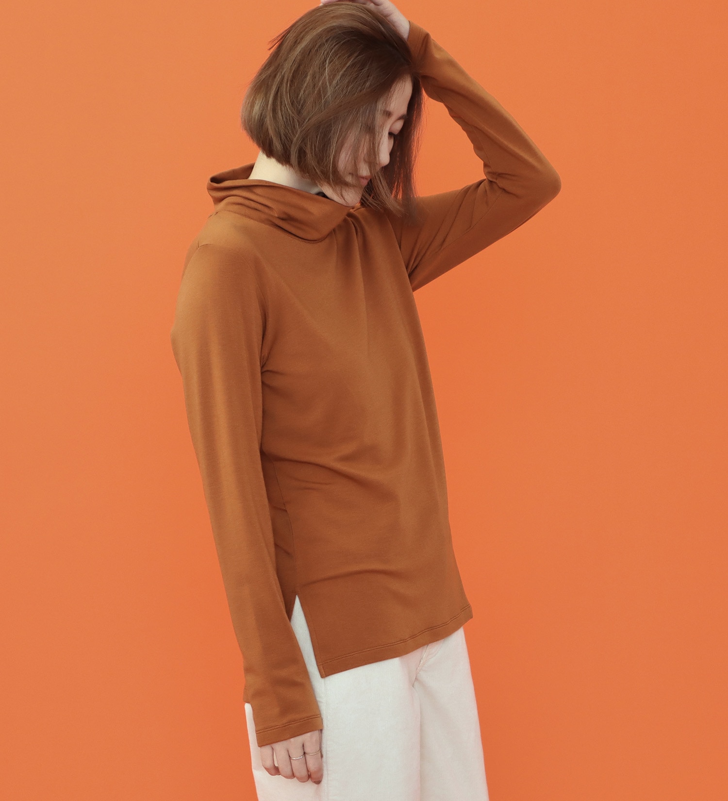 SOMETHING(サムシング)のSOMETHING BODY FIRE タートルネックカットソー【長袖】|トップス/Tシャツ/カットソー/レディース|オレンジ