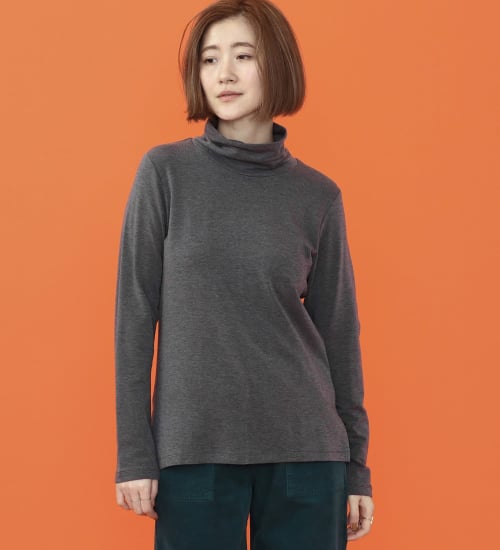 SOMETHING(サムシング)のSOMETHING BODY FIRE タートルネックカットソー【長袖】|トップス/Tシャツ/カットソー/レディース|チャコールグレー
