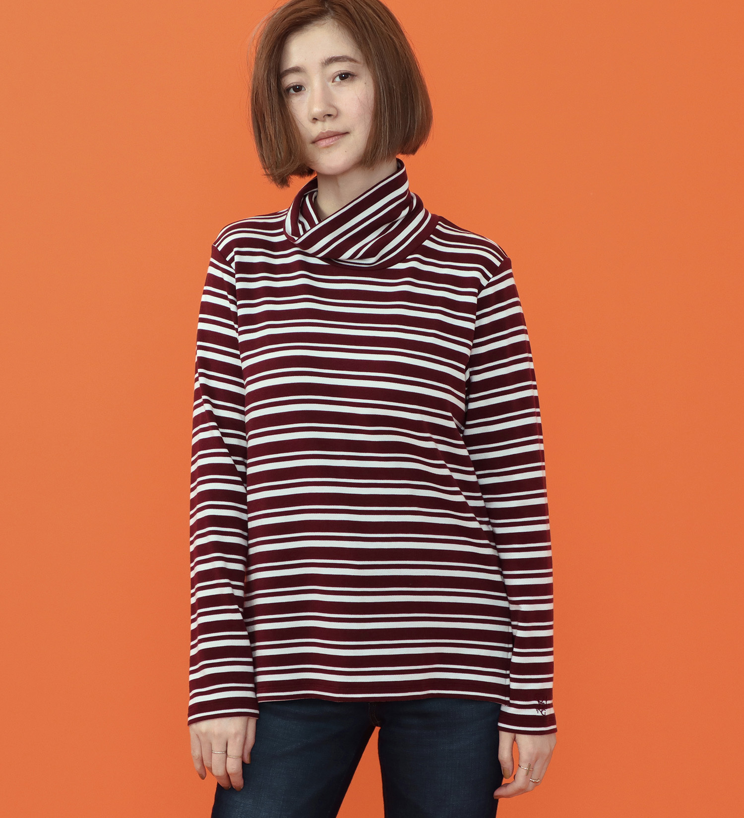 SOMETHING(サムシング)のSOMETHING BODY FIRE タートルネックカットソー【長袖】|トップス/Tシャツ/カットソー/レディース|バーガンディー